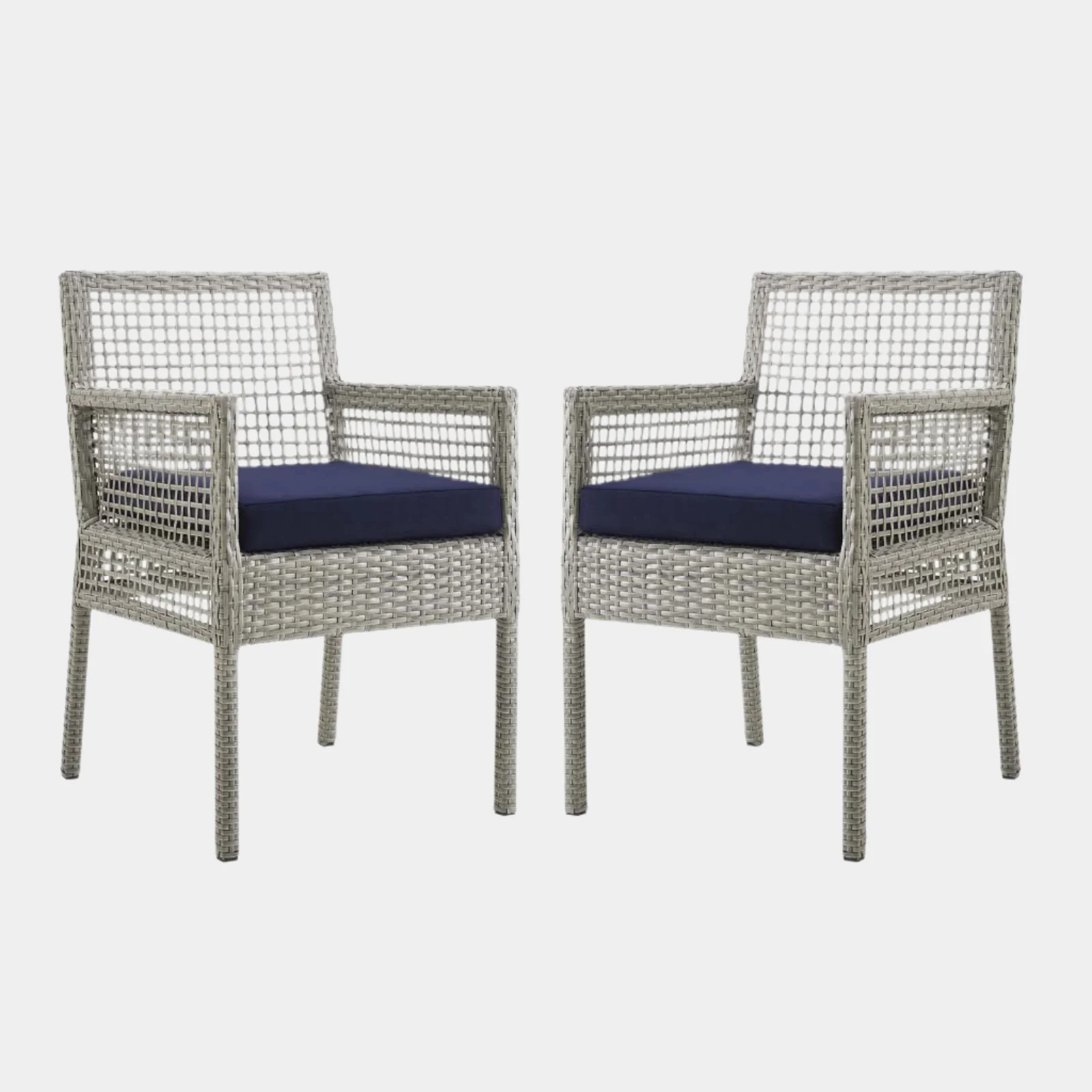 Aura Outdoor Patio Wicker Rattan Dining Armchair Set of 2 - Image 7