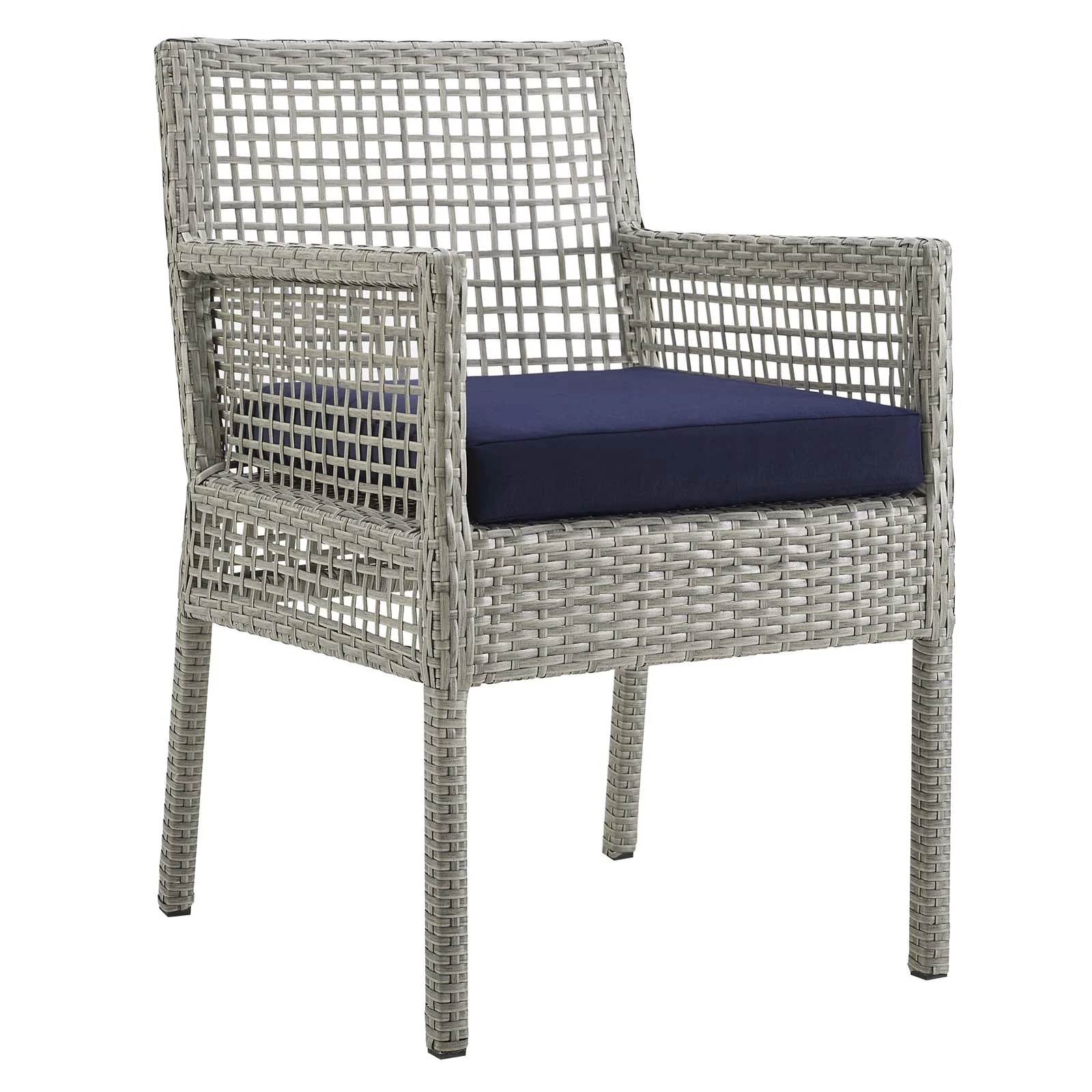 Aura Outdoor Patio Wicker Rattan Dining Armchair Set of 2 - Image 8