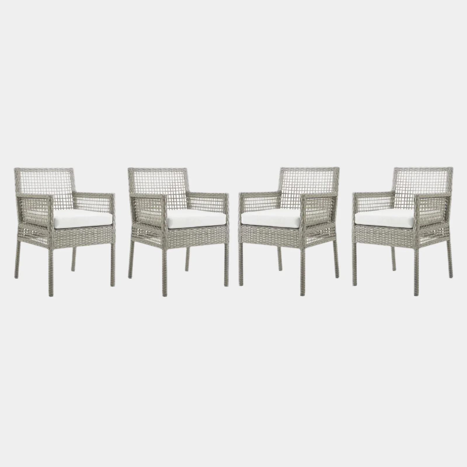 Aura Outdoor Patio Wicker Rattan Dining Armchair Set of 4 - Image 13