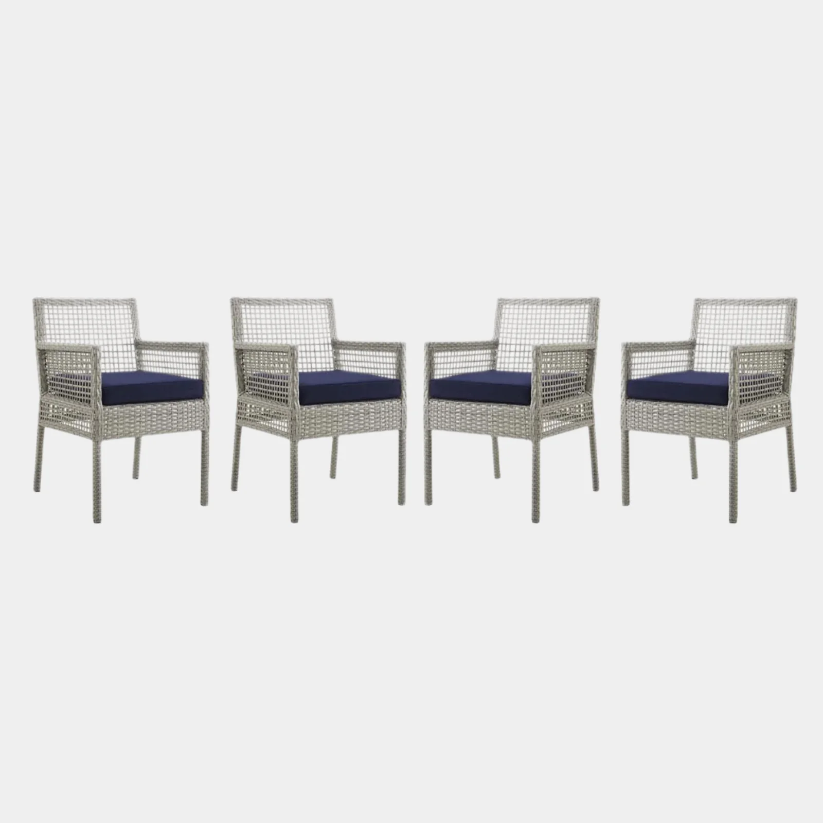 Aura Outdoor Patio Wicker Rattan Dining Armchair Set of 4 - Image 7