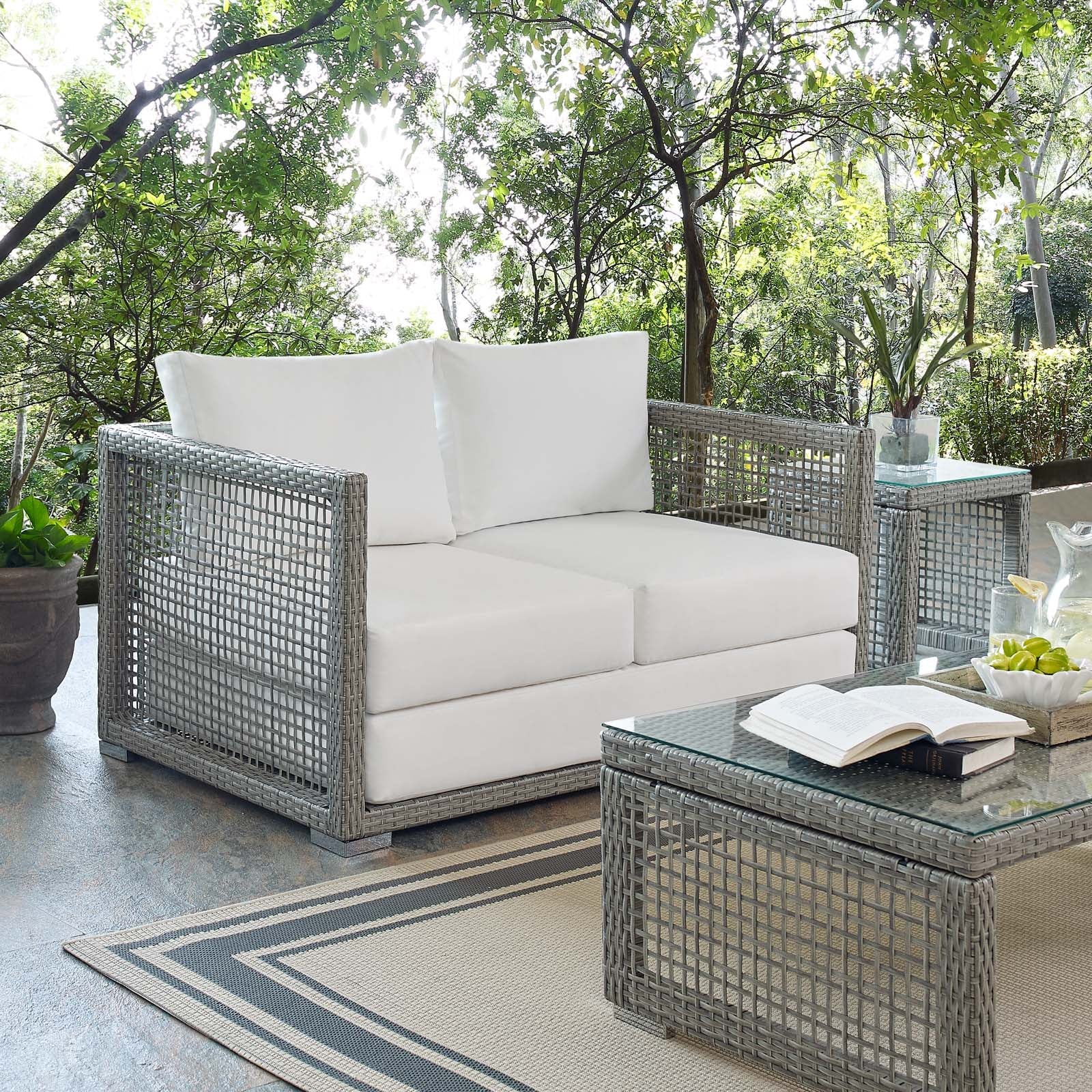 Aura Outdoor Patio Wicker Rattan Loveseat - Image 10