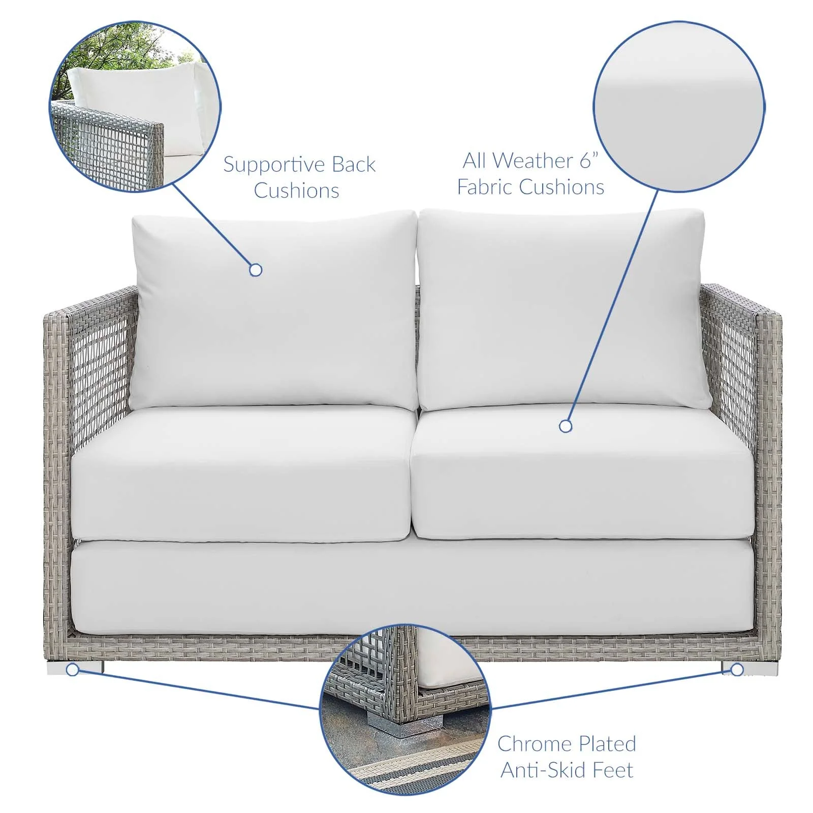 Aura Outdoor Patio Wicker Rattan Loveseat - Image 14