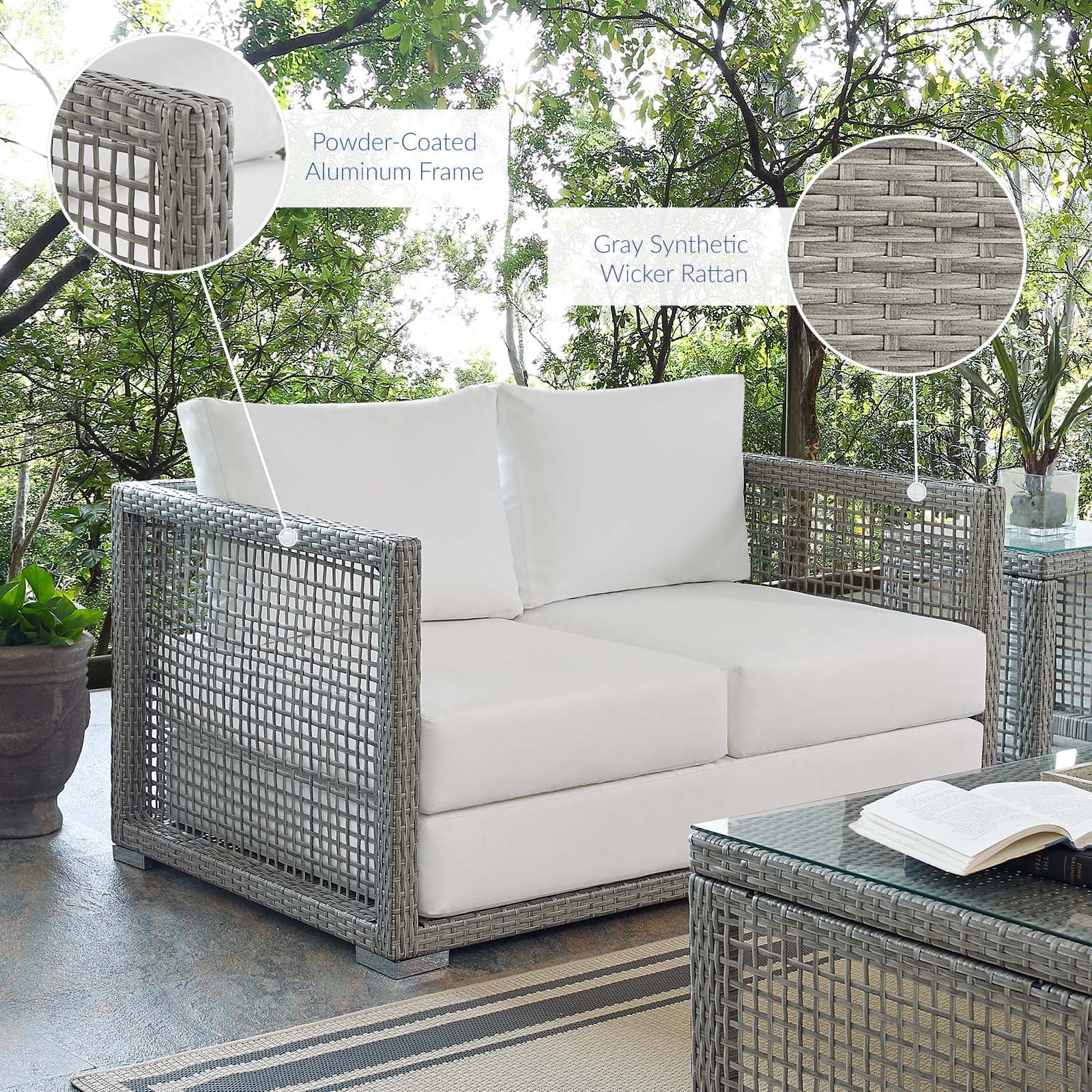 Aura Outdoor Patio Wicker Rattan Loveseat - Image 15
