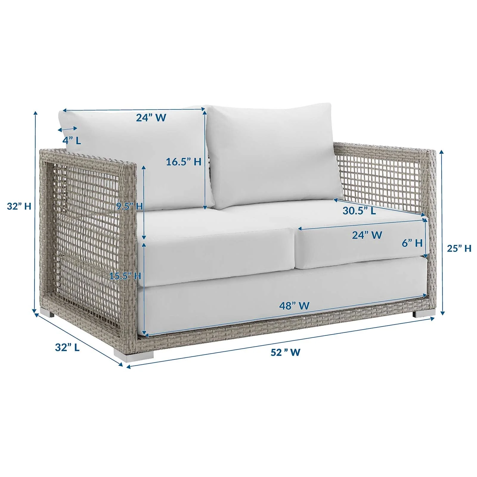 Aura Outdoor Patio Wicker Rattan Loveseat - Image 16