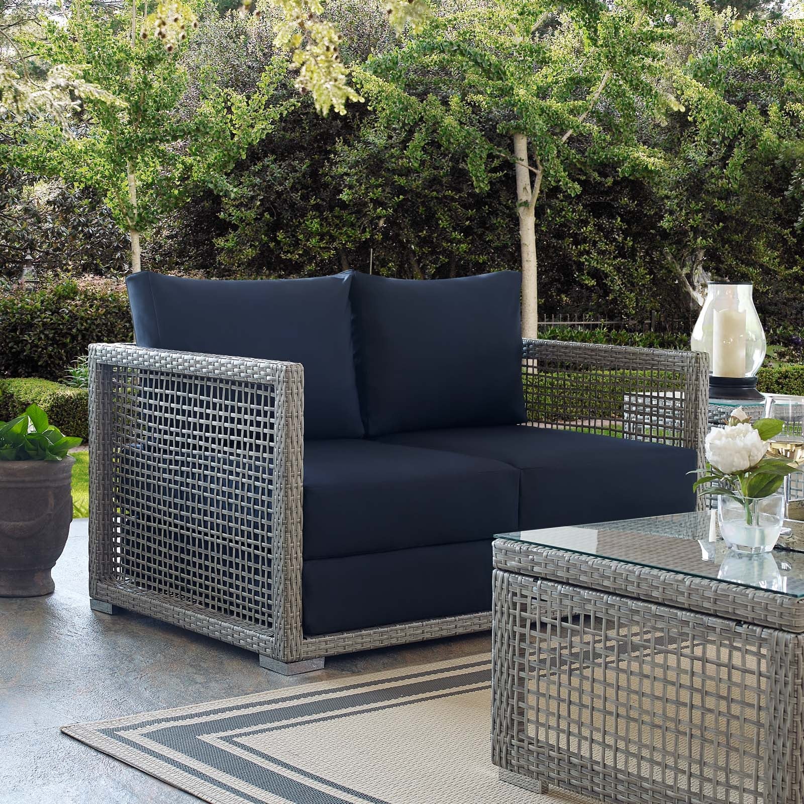 Aura Outdoor Patio Wicker Rattan Loveseat - Image 18