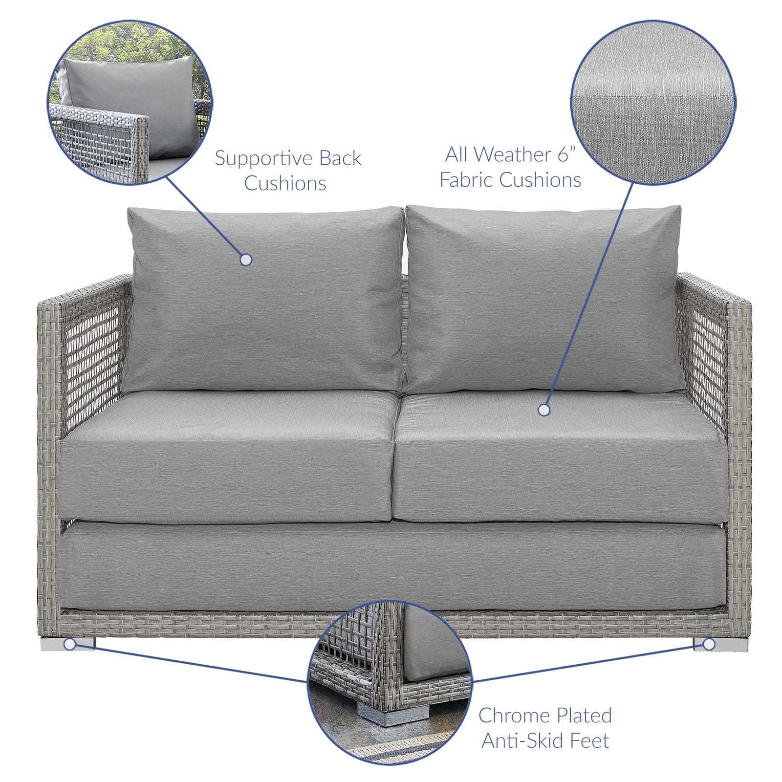 Aura Outdoor Patio Wicker Rattan Loveseat - Image 6