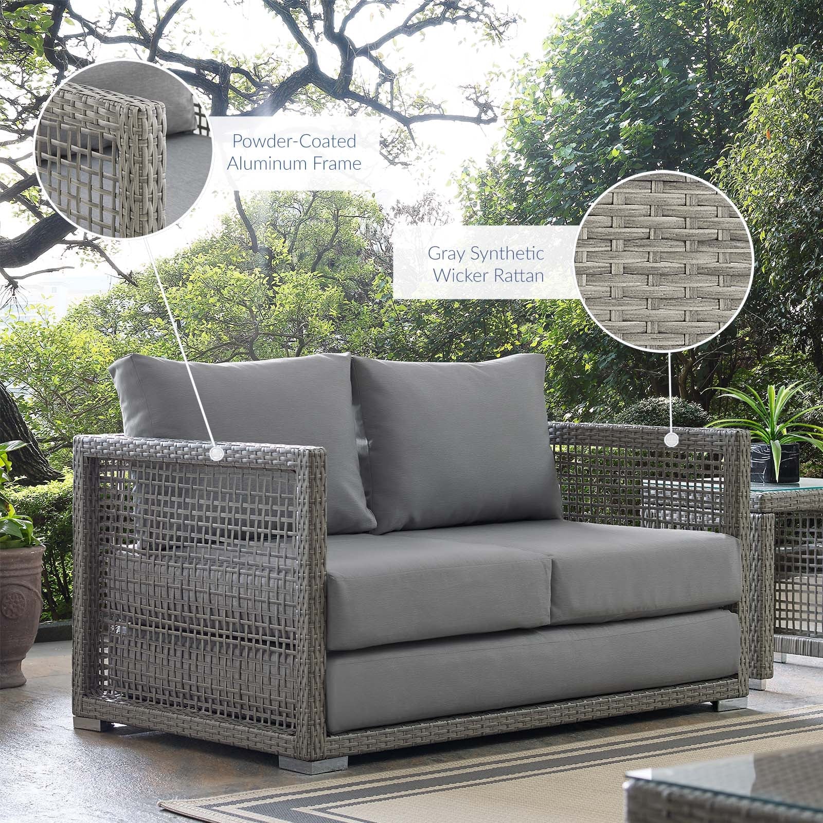 Aura Outdoor Patio Wicker Rattan Loveseat - Image 7