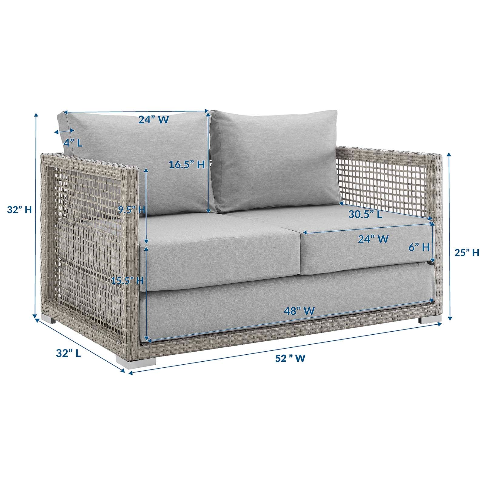 Aura Outdoor Patio Wicker Rattan Loveseat - Image 8