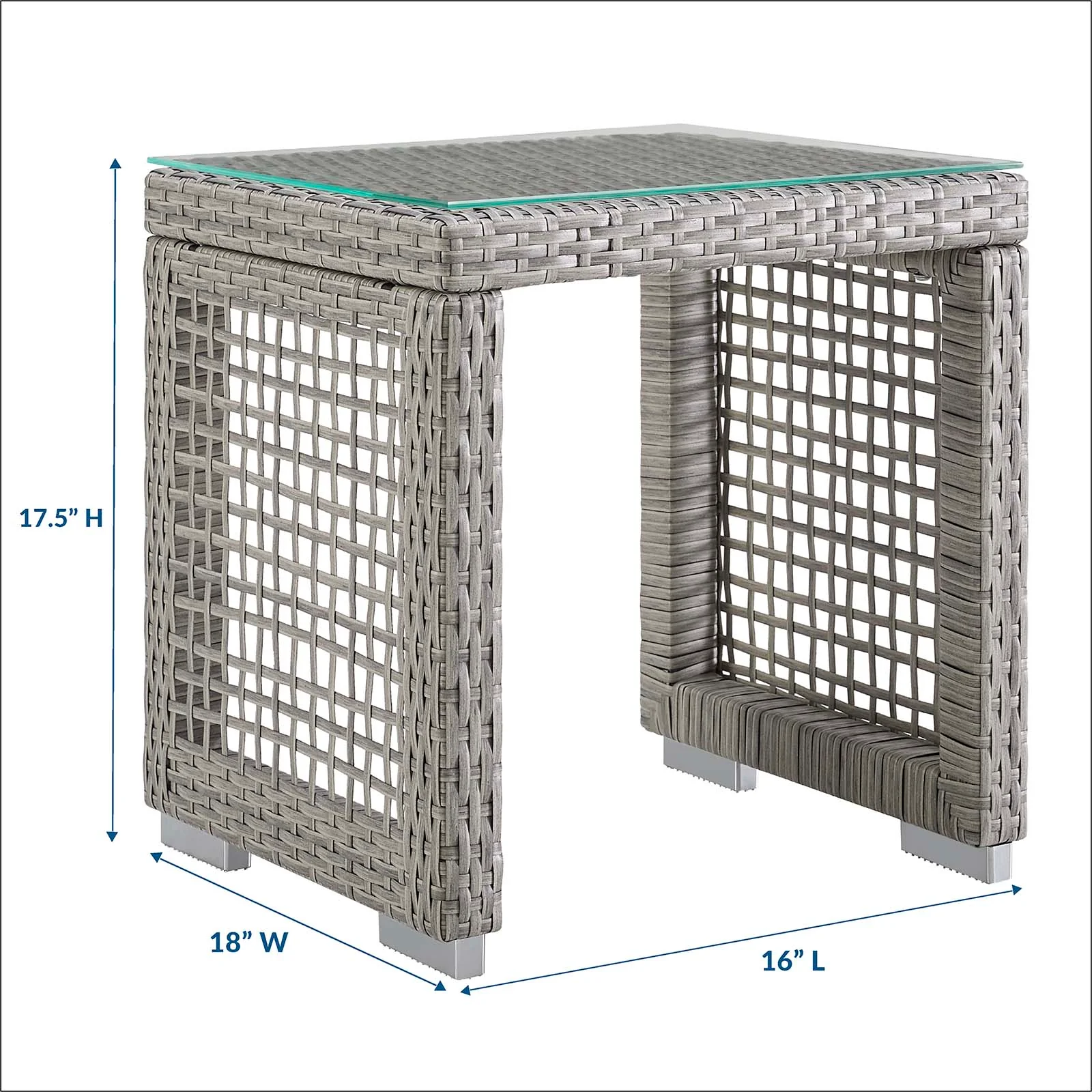 Aura Outdoor Patio Wicker Rattan Side Table in Gray - Image 6