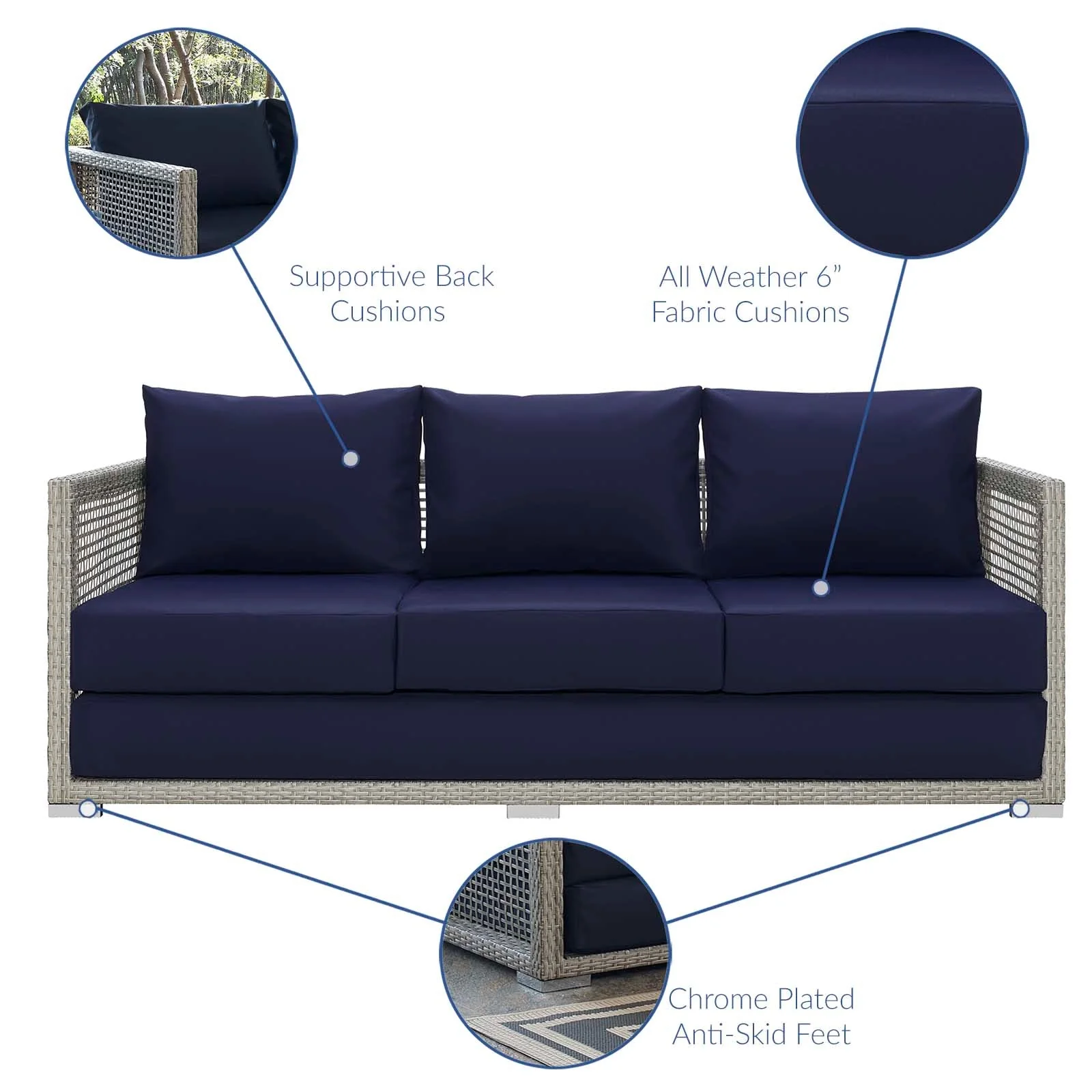 Aura Outdoor Patio Wicker Rattan Sofa - Image 14