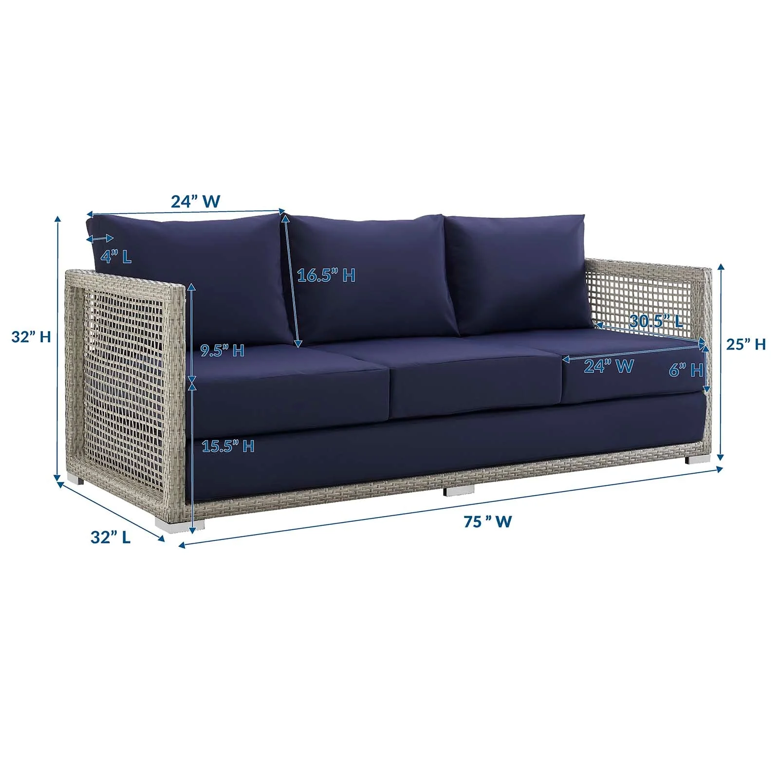 Aura Outdoor Patio Wicker Rattan Sofa - Image 17