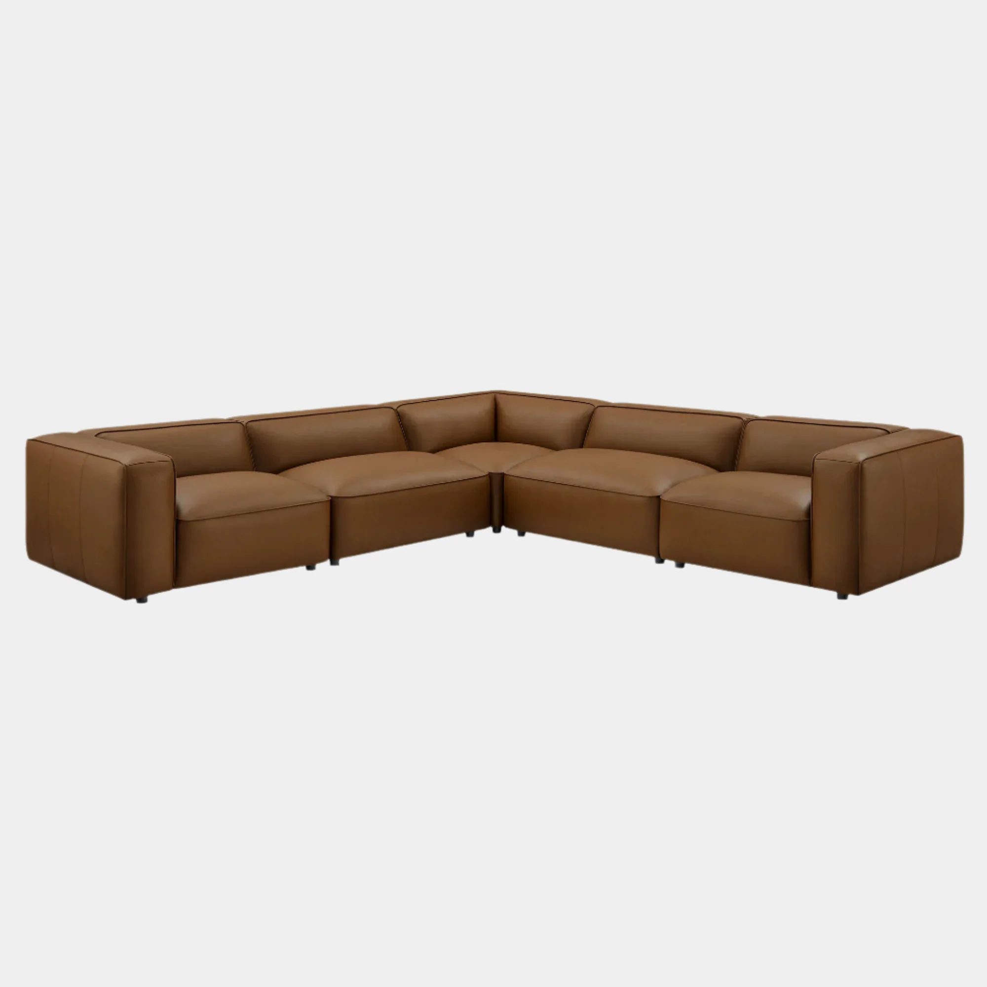 Auren 5-Piece Upholstered Vegan Leather Modular L-Shaped Sofa - Image 10