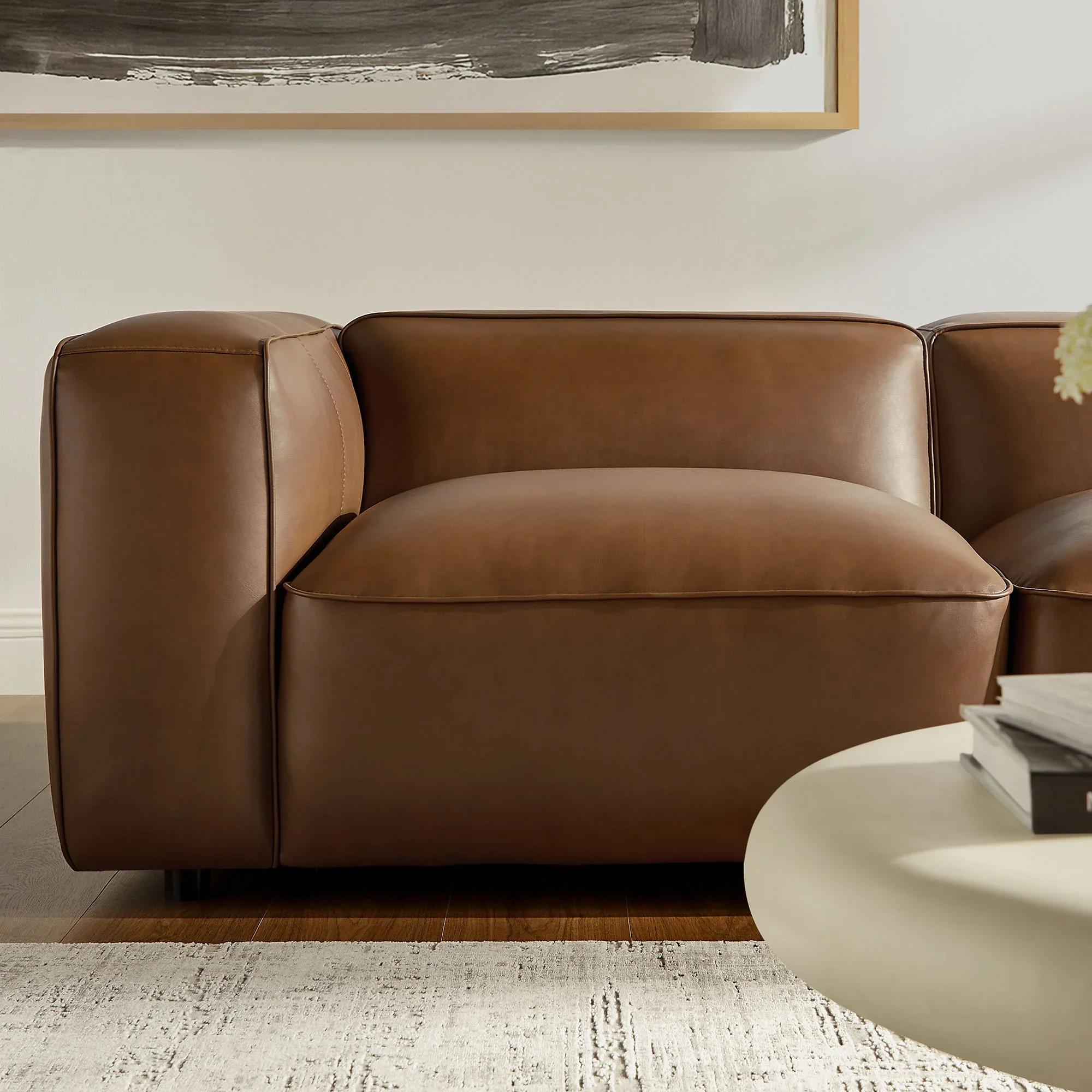 Auren 5-Piece Upholstered Vegan Leather Modular L-Shaped Sofa - Image 12