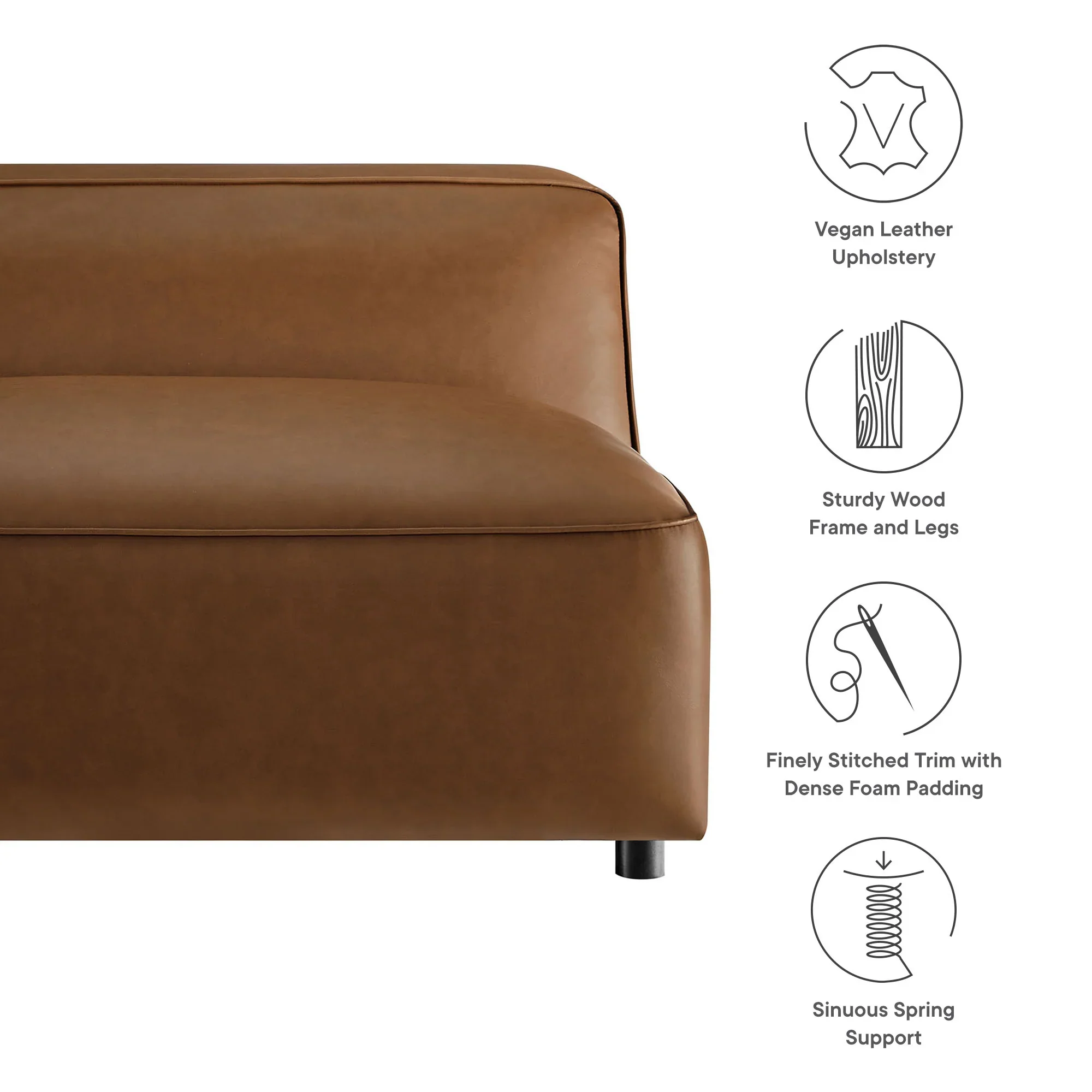 Auren Upholstered Vegan Leather Modular Armless Chair - Image 14