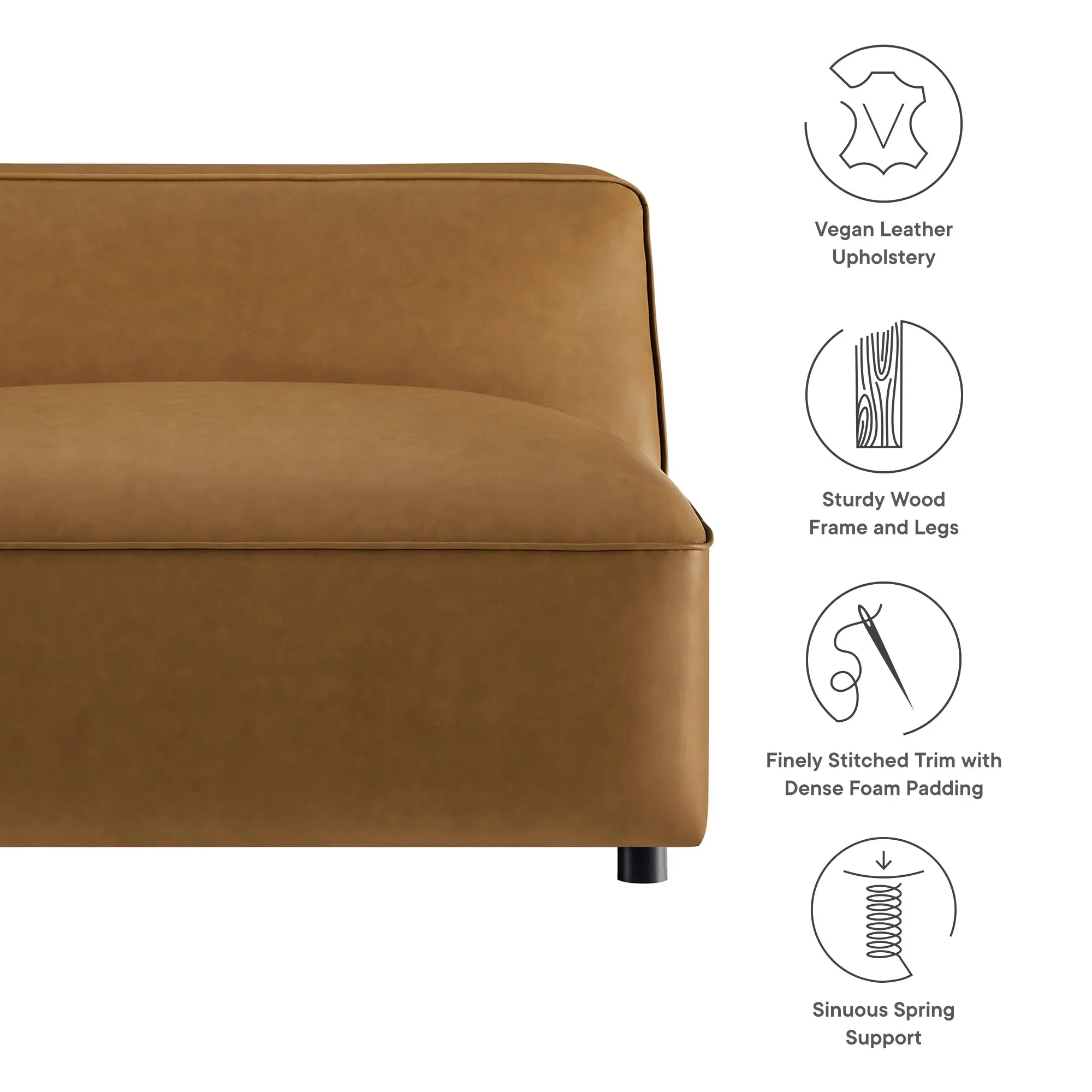 Auren Upholstered Vegan Leather Modular Armless Chair - Image 8