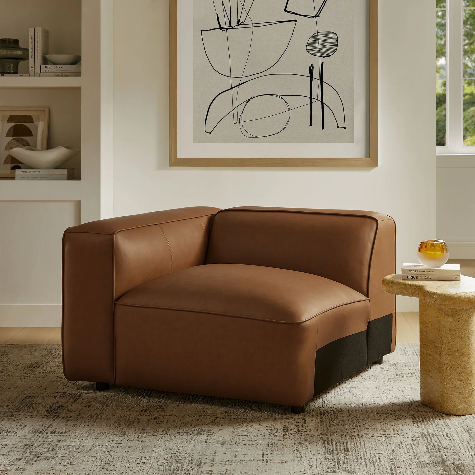 Auren Upholstered Vegan Leather Modular Left Armchair - Image 12