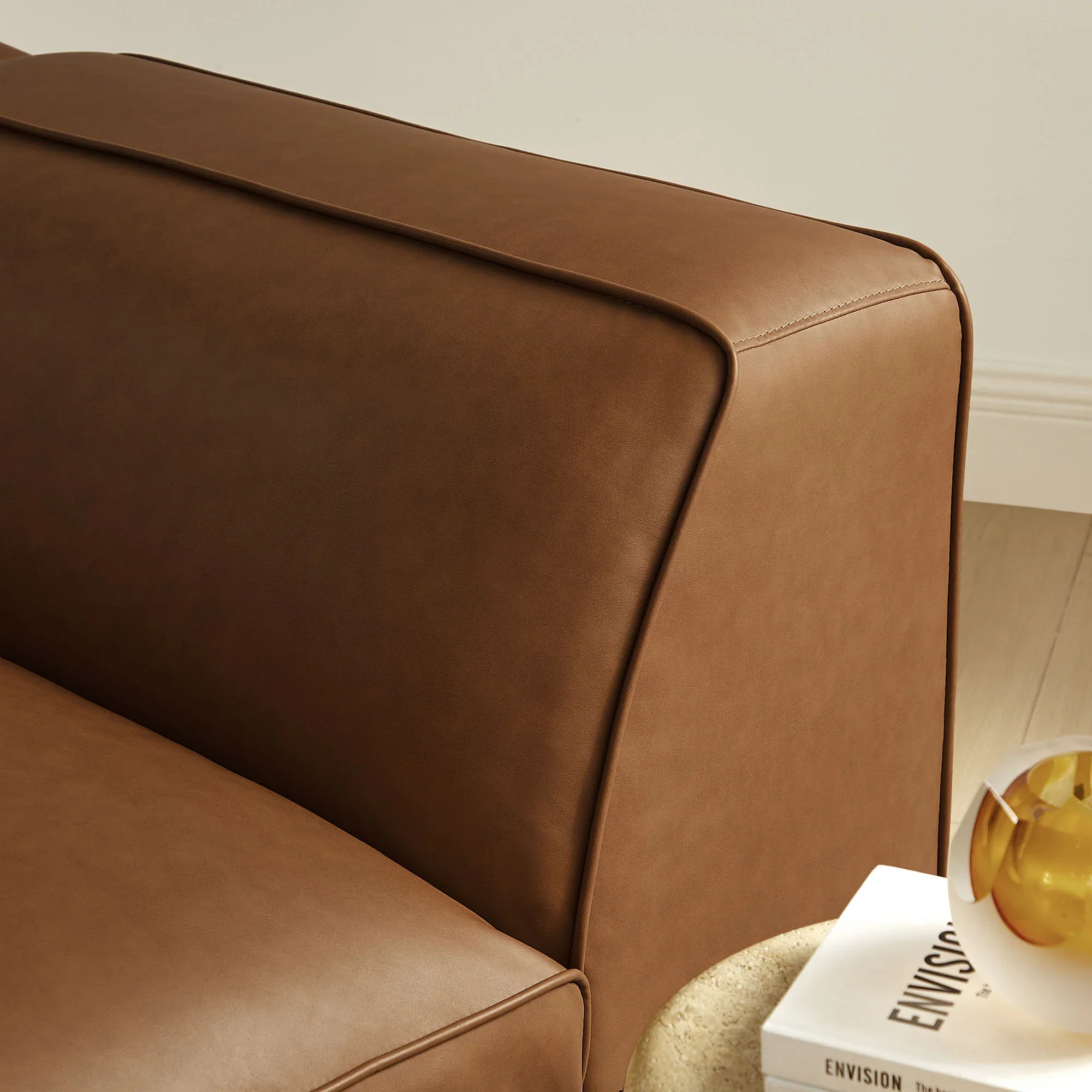 Auren Upholstered Vegan Leather Modular Left Armchair - Image 13