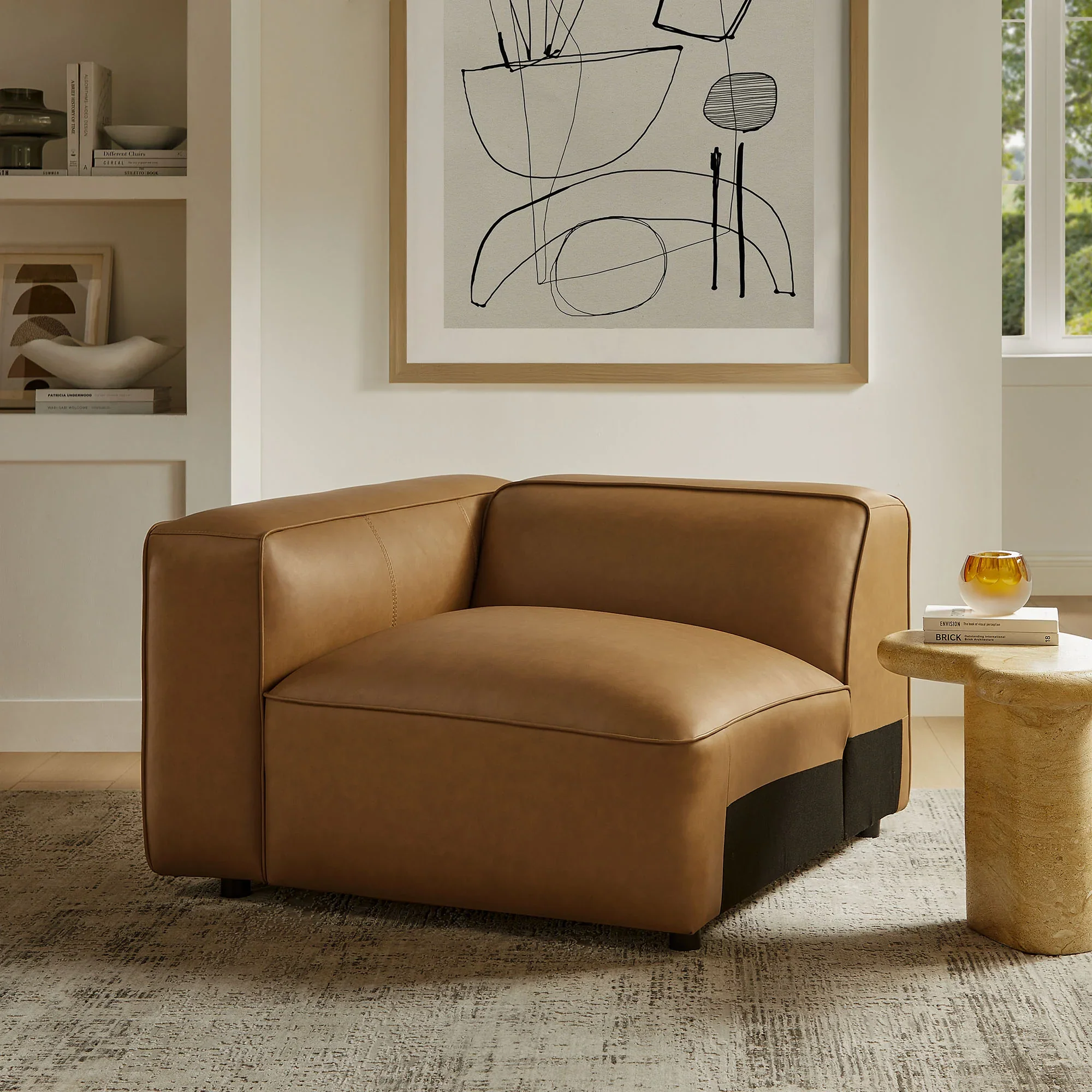 Auren Upholstered Vegan Leather Modular Left Armchair - Image 2