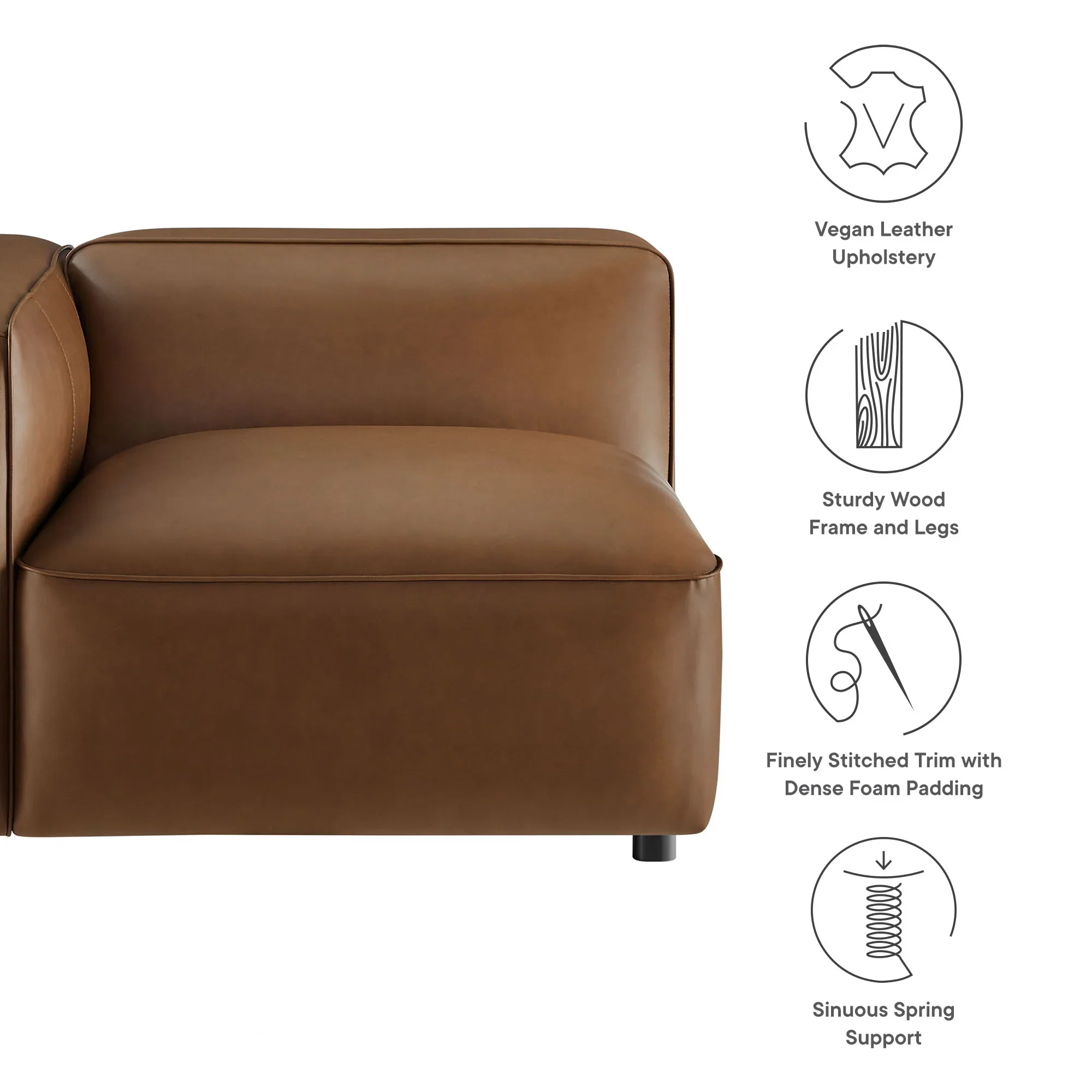 Auren Upholstered Vegan Leather Modular Left Armchair - Image 20