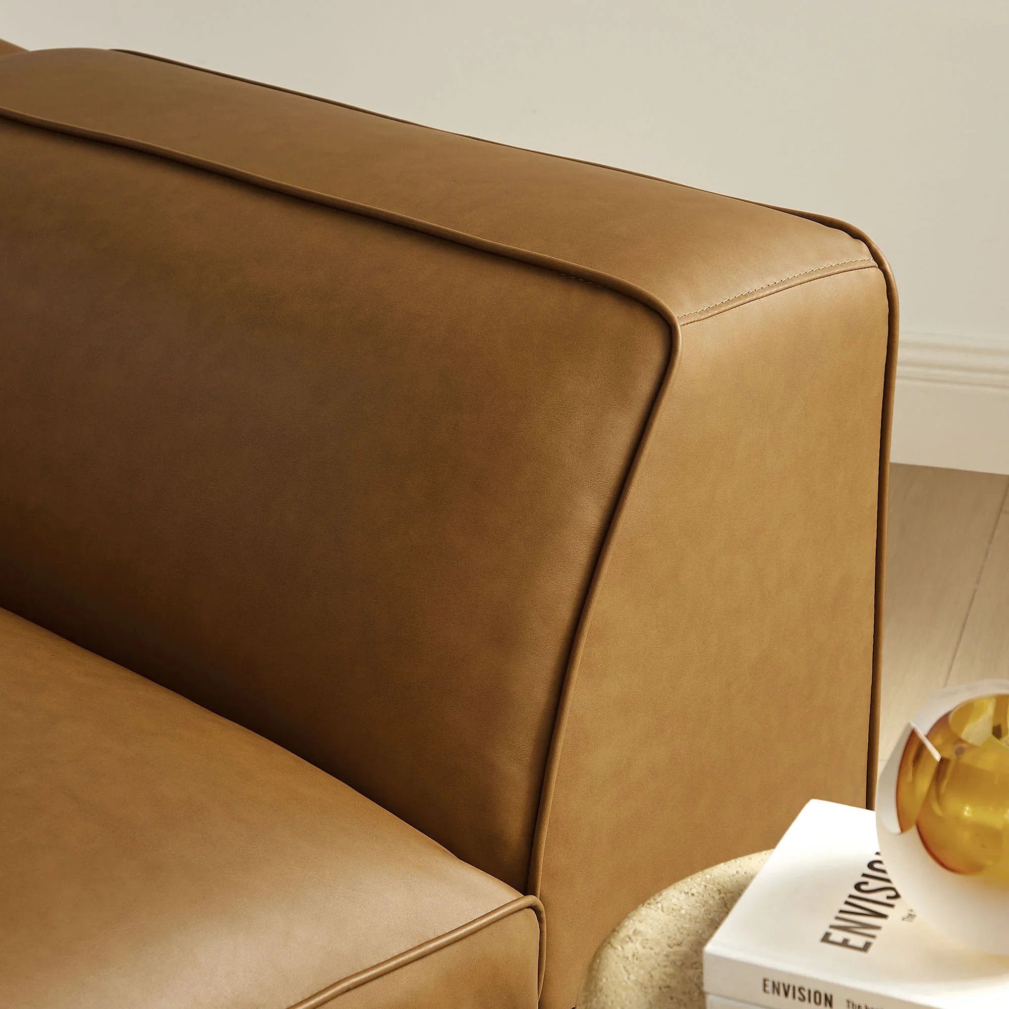 Auren Upholstered Vegan Leather Modular Left Armchair - Image 3