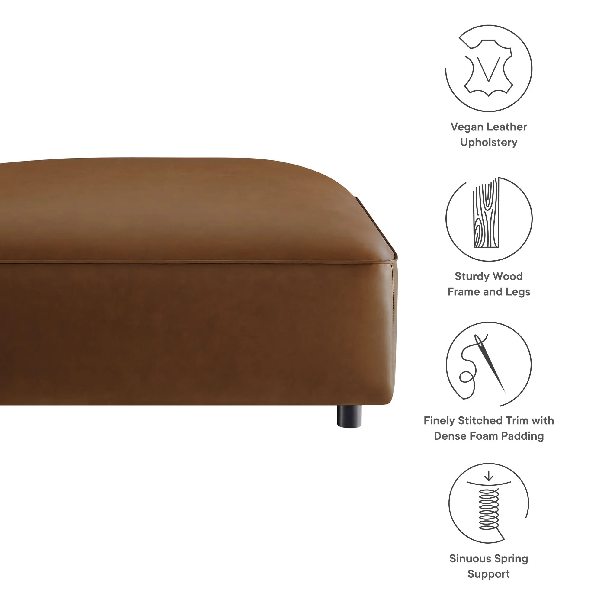 Auren Upholstered Vegan Leather Ottoman - Image 13