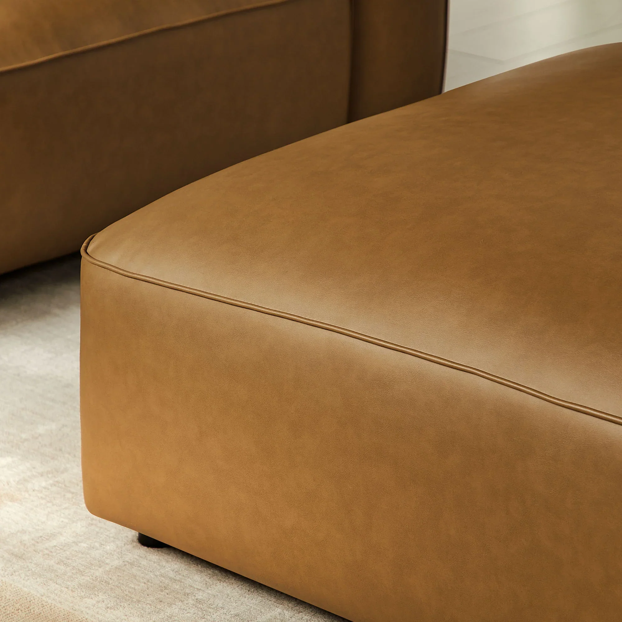 Auren Upholstered Vegan Leather Ottoman - Image 3
