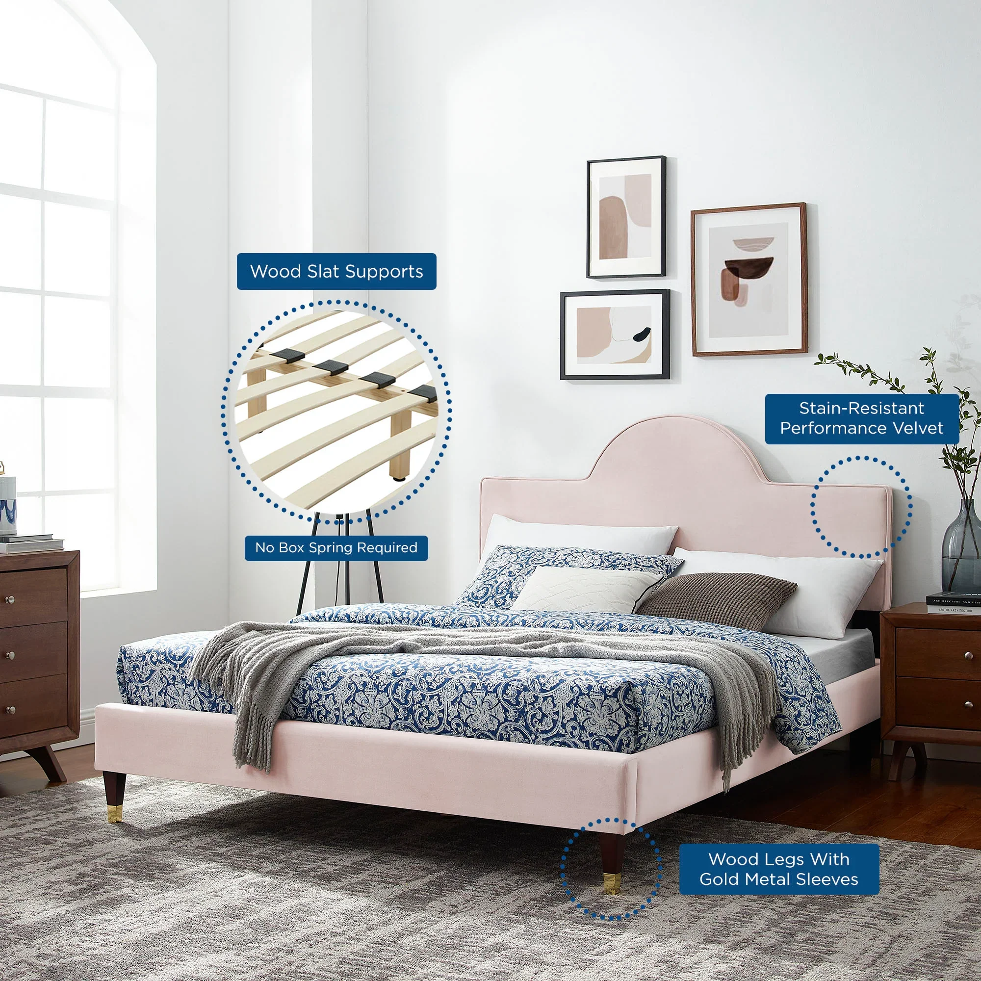 Aurora Performance Velvet Bed - Image 14