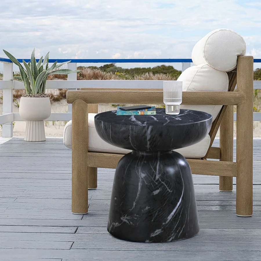 Avellino Marble Finish Indoor / Outdoor Concrete End Table - Image 2