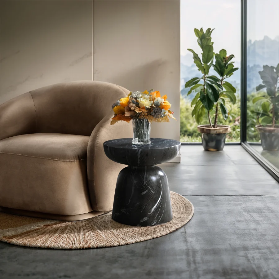 Avellino Marble Finish Indoor / Outdoor Concrete End Table - Image 3