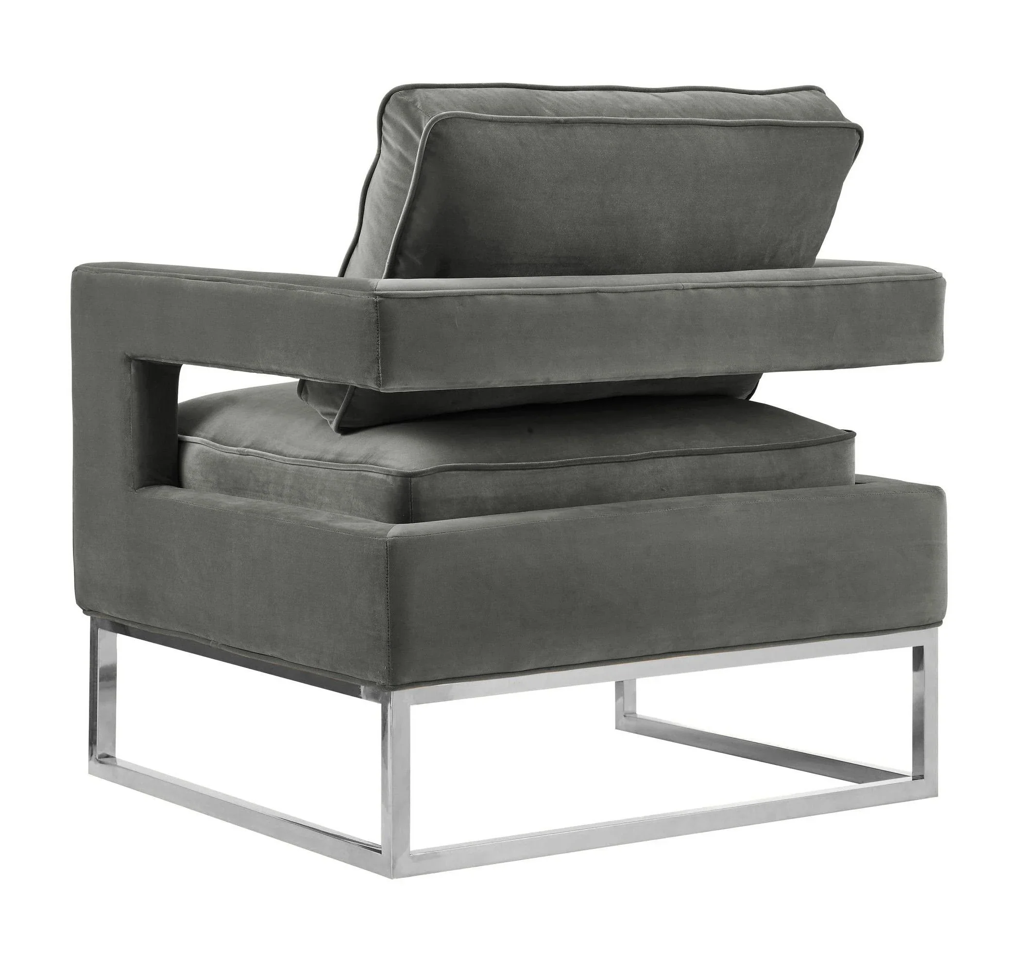 Avery Grey Performance Velvet Accent Chair with Silver Base - Image 4