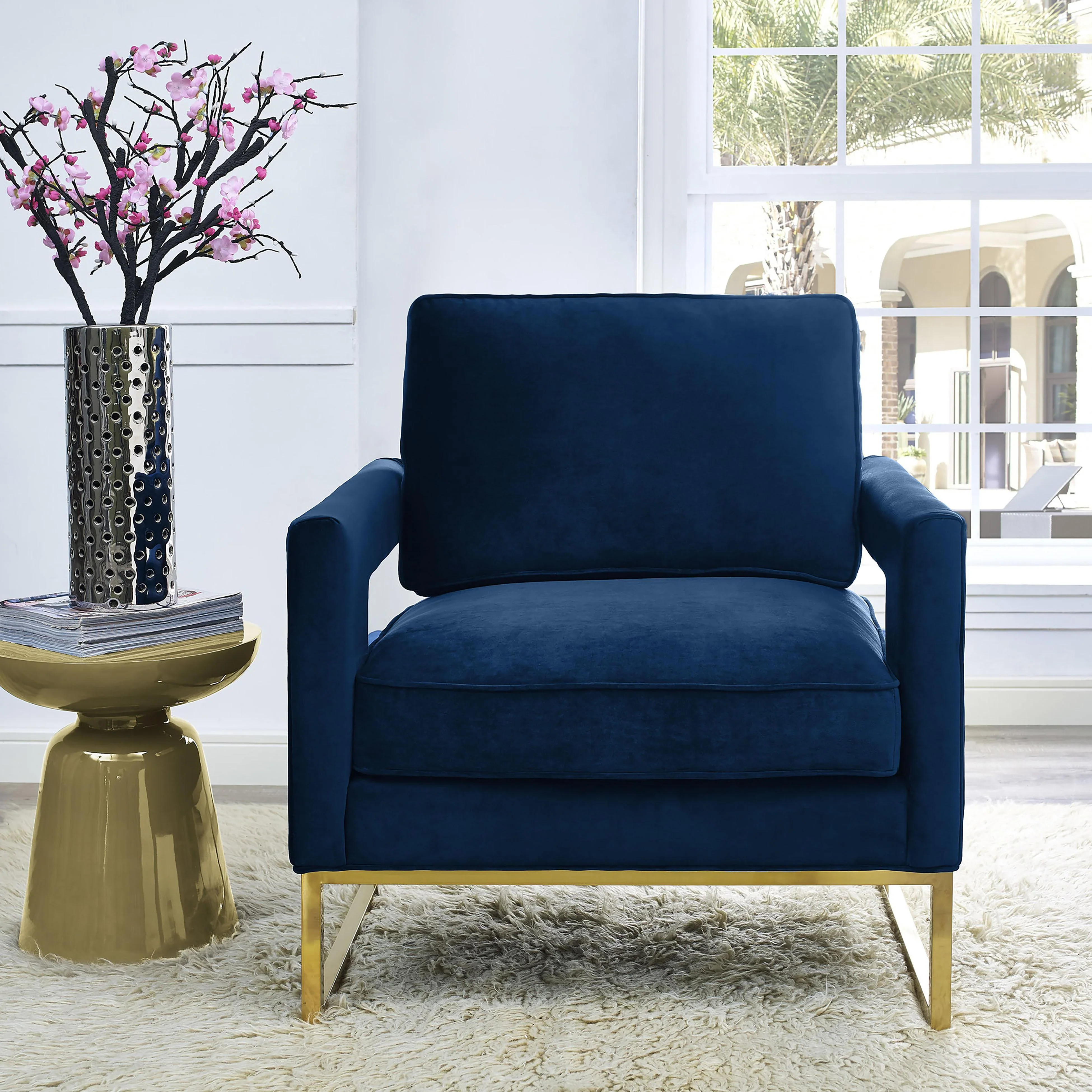 Avery Performance Velvet Accent Chair - Image 2