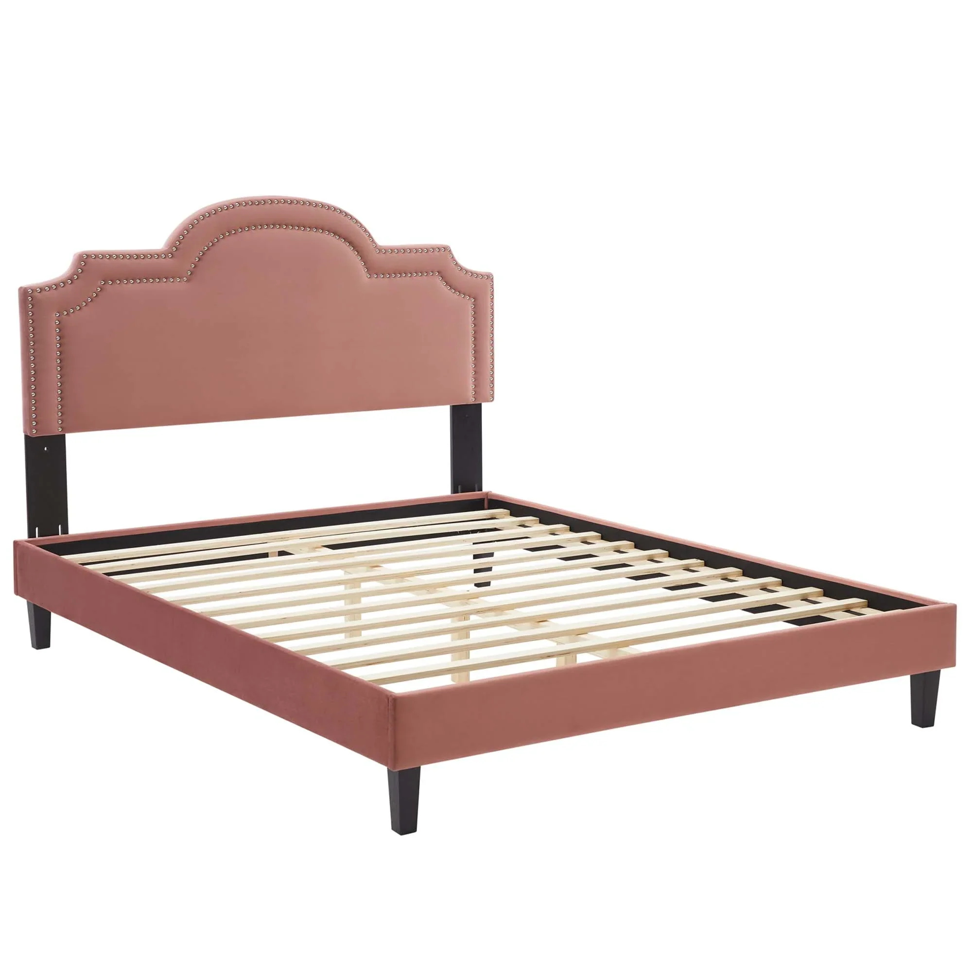 Aviana Performance Velvet Bed With Black Wood Legs - Image 2