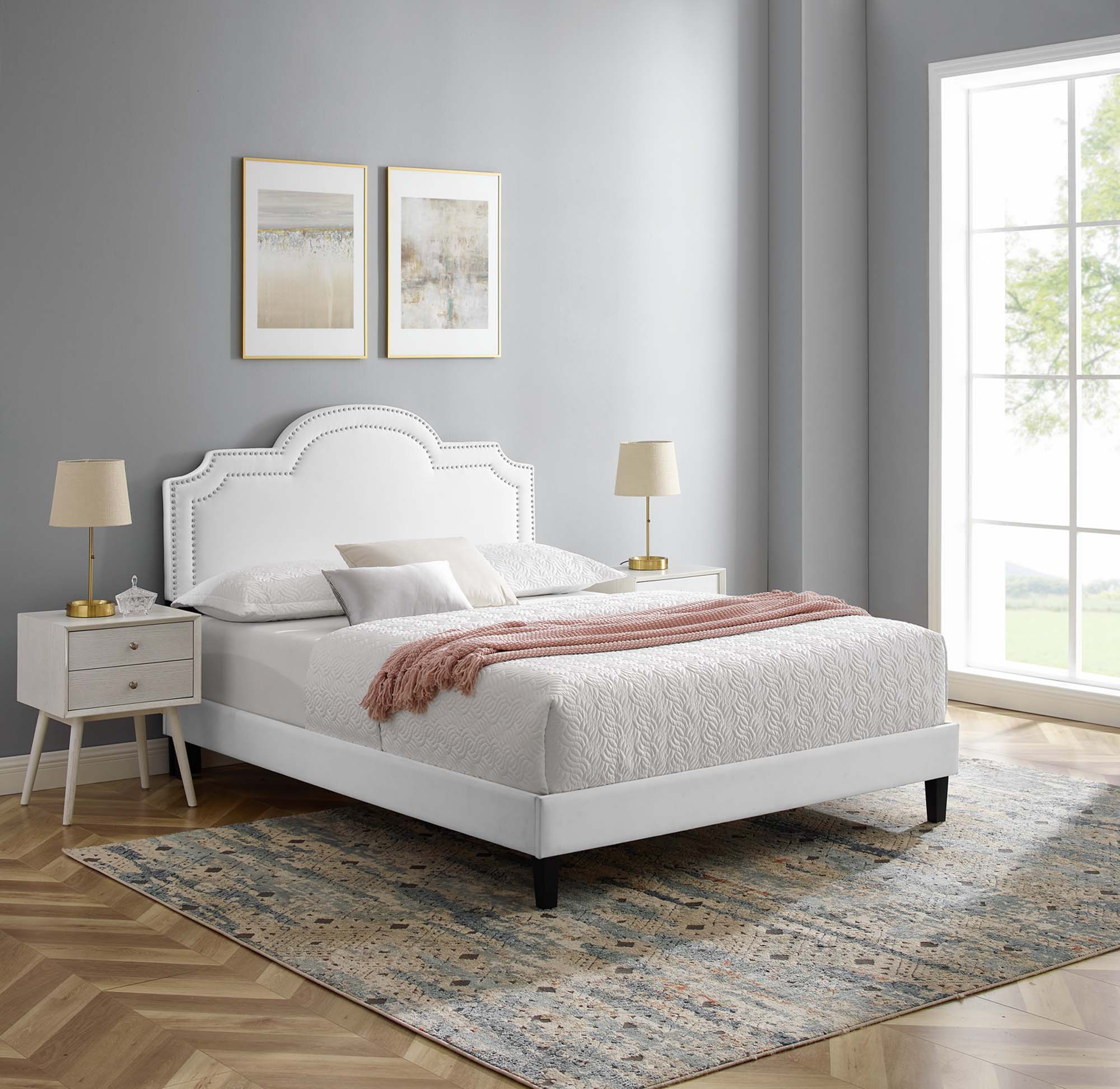 Aviana Performance Velvet Bed With Black Wood Legs - Image 22