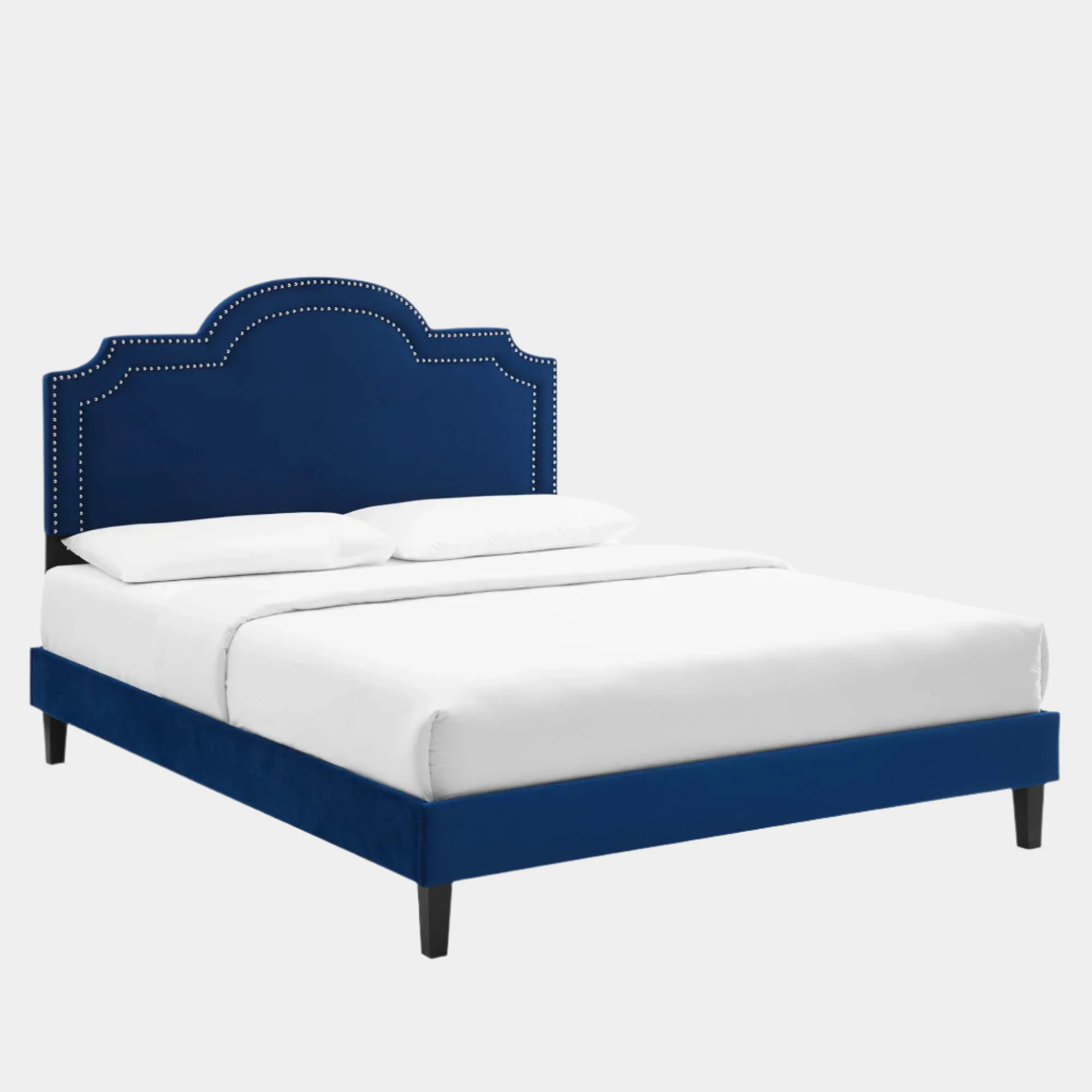 Aviana Performance Velvet Bed With Black Wood Legs - Image 23