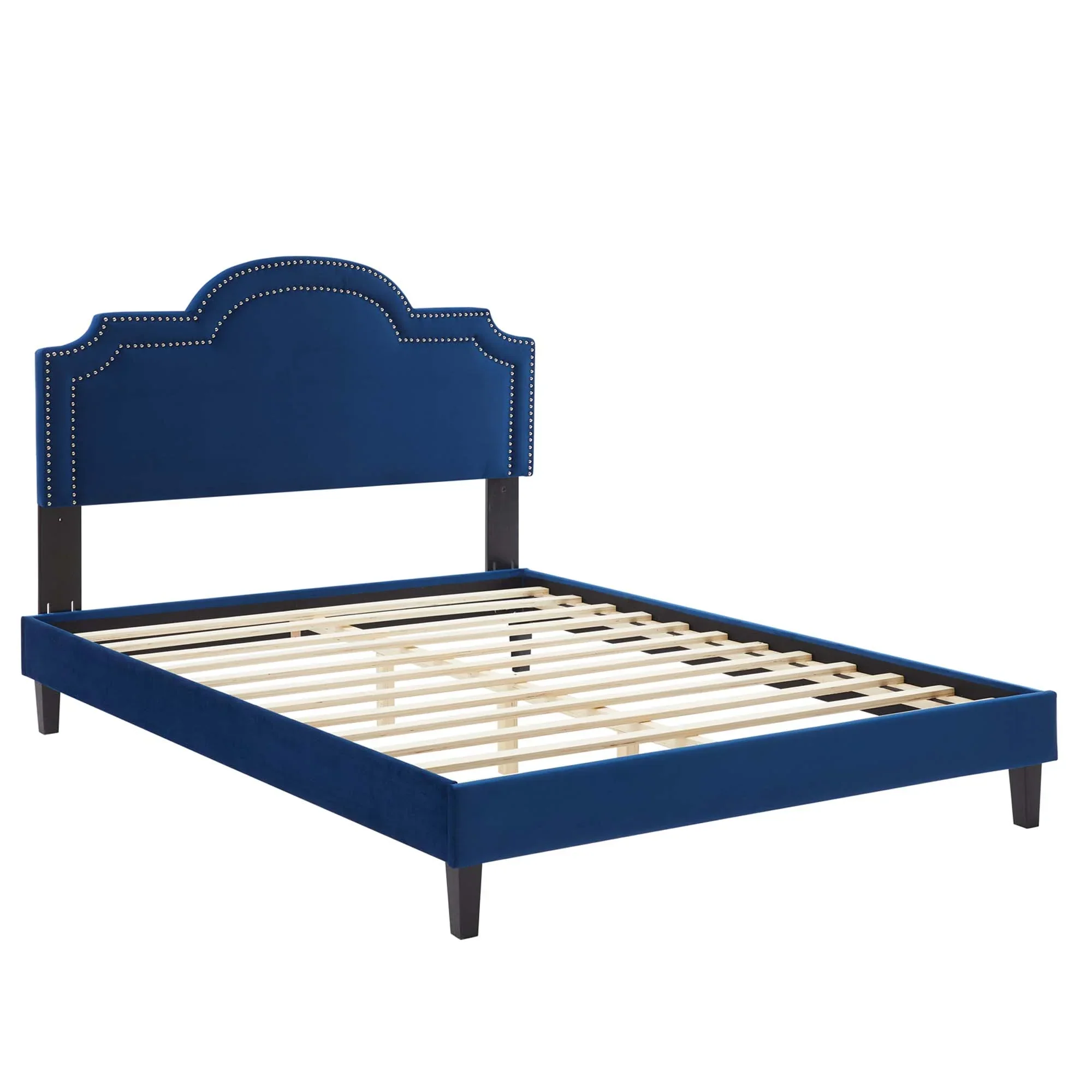 Aviana Performance Velvet Bed With Black Wood Legs - Image 24