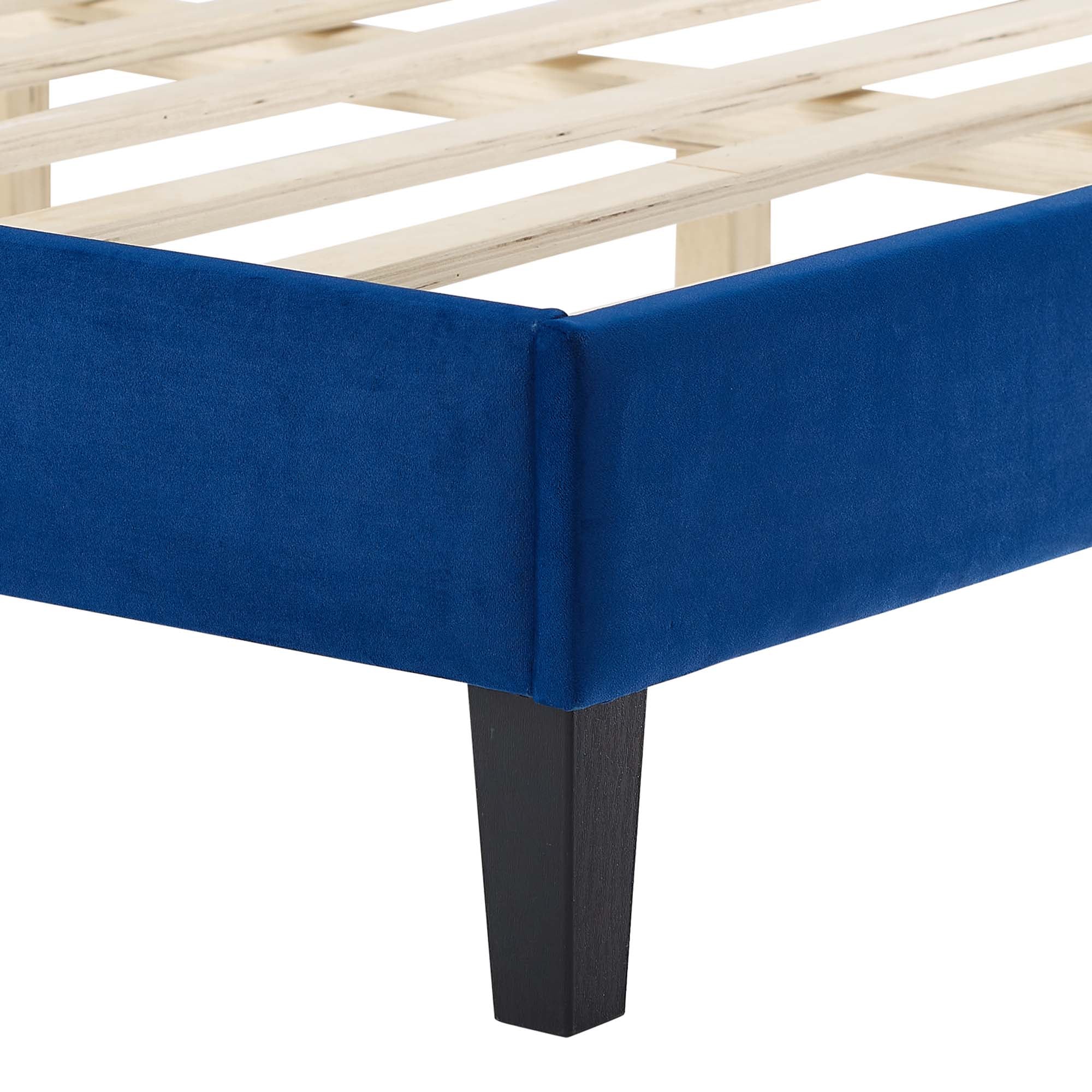Aviana Performance Velvet Bed With Black Wood Legs - Image 26