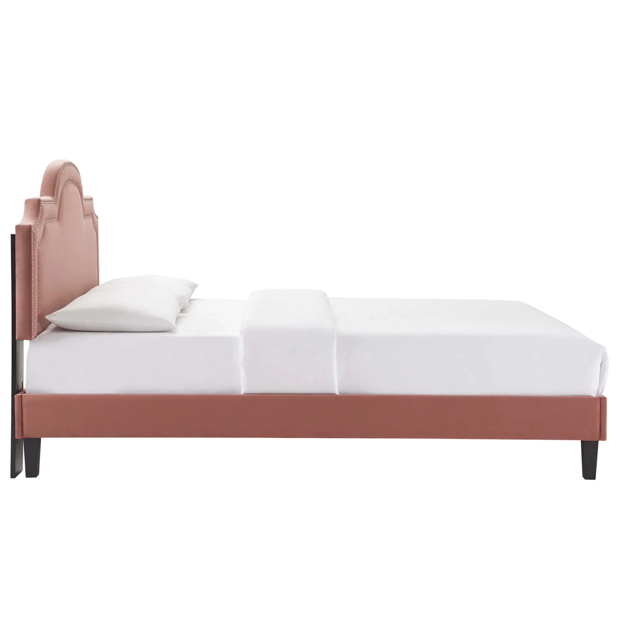 Aviana Performance Velvet Bed With Black Wood Legs - Image 3