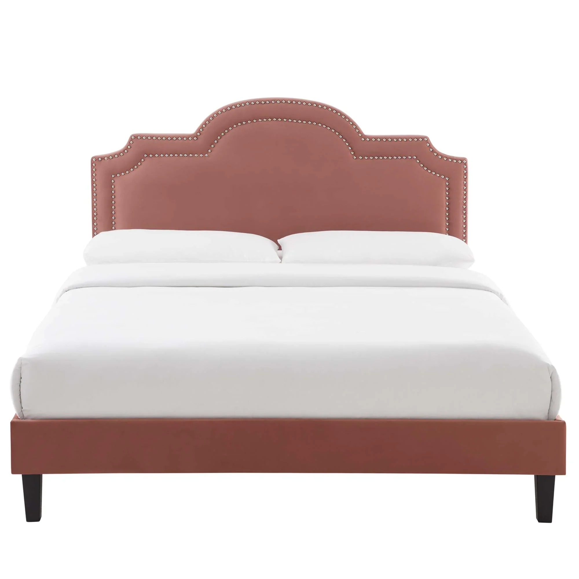 Aviana Performance Velvet Bed With Black Wood Legs - Image 4