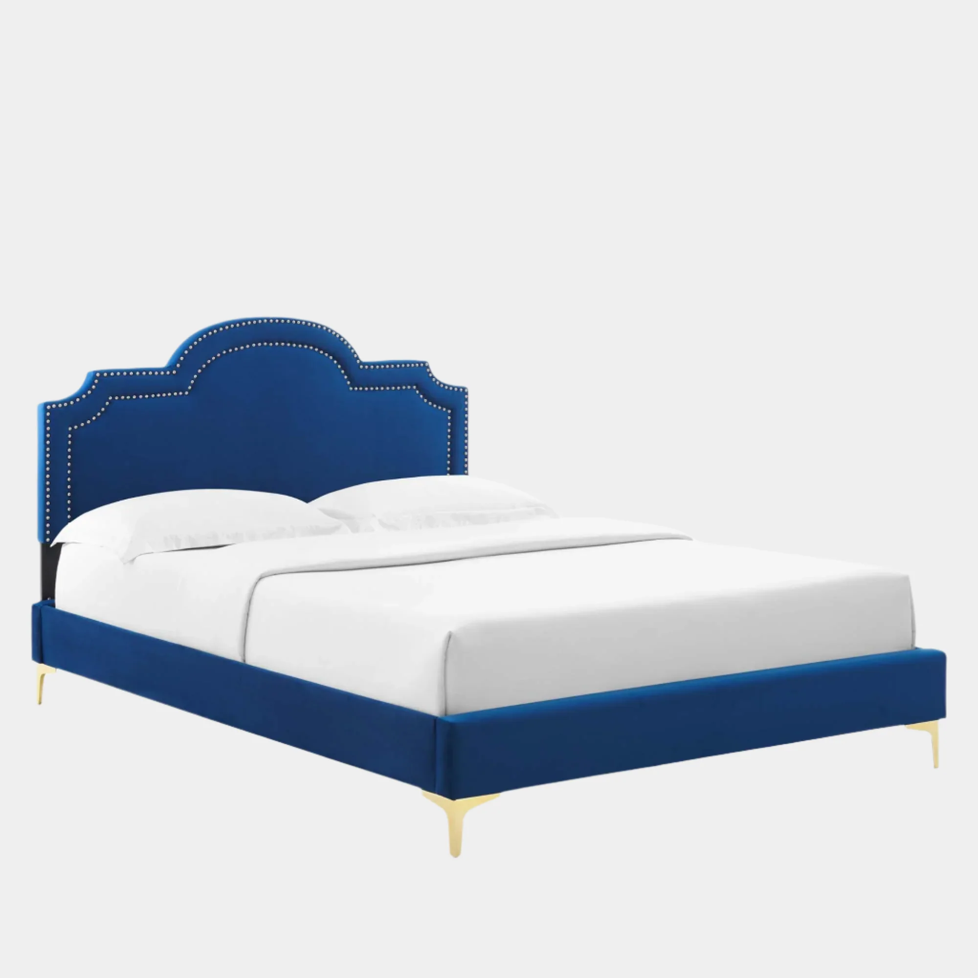 Aviana Performance Velvet Bed With Gold Legs - Image 12