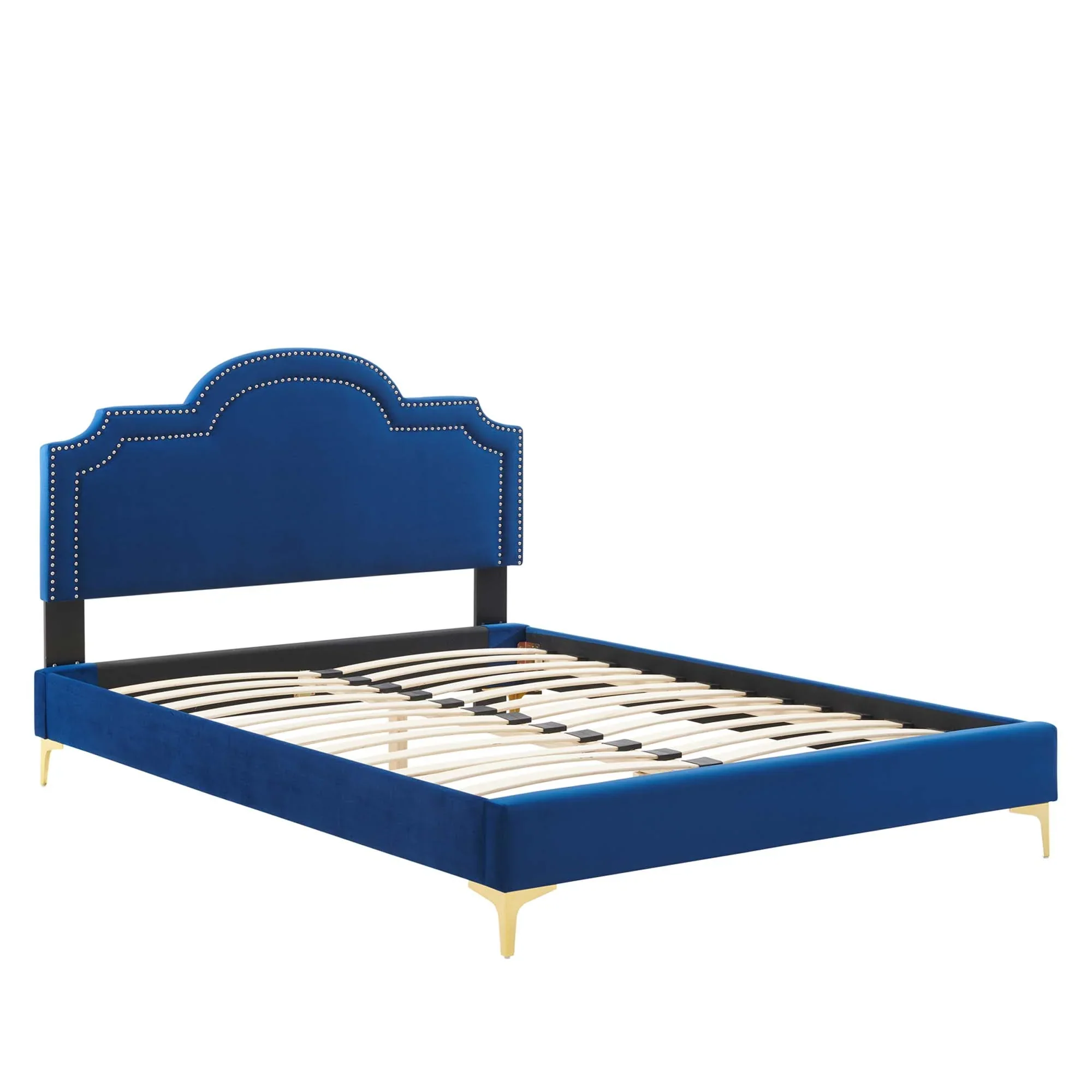 Aviana Performance Velvet Bed With Gold Legs - Image 19