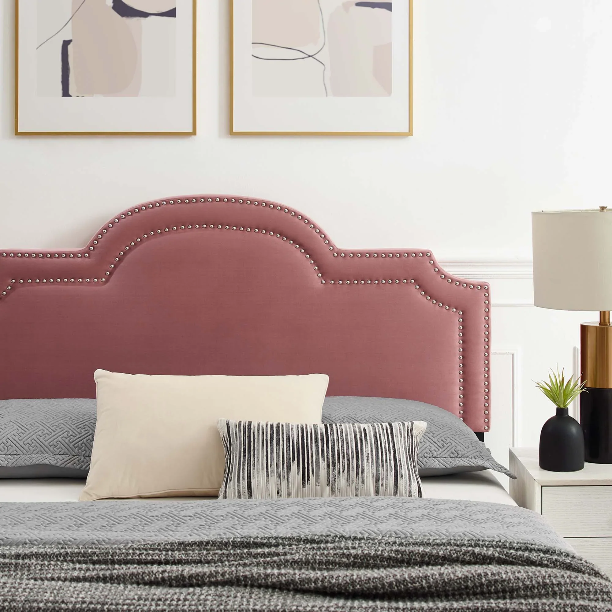 Aviana Performance Velvet Bed With Gold Legs - Image 3