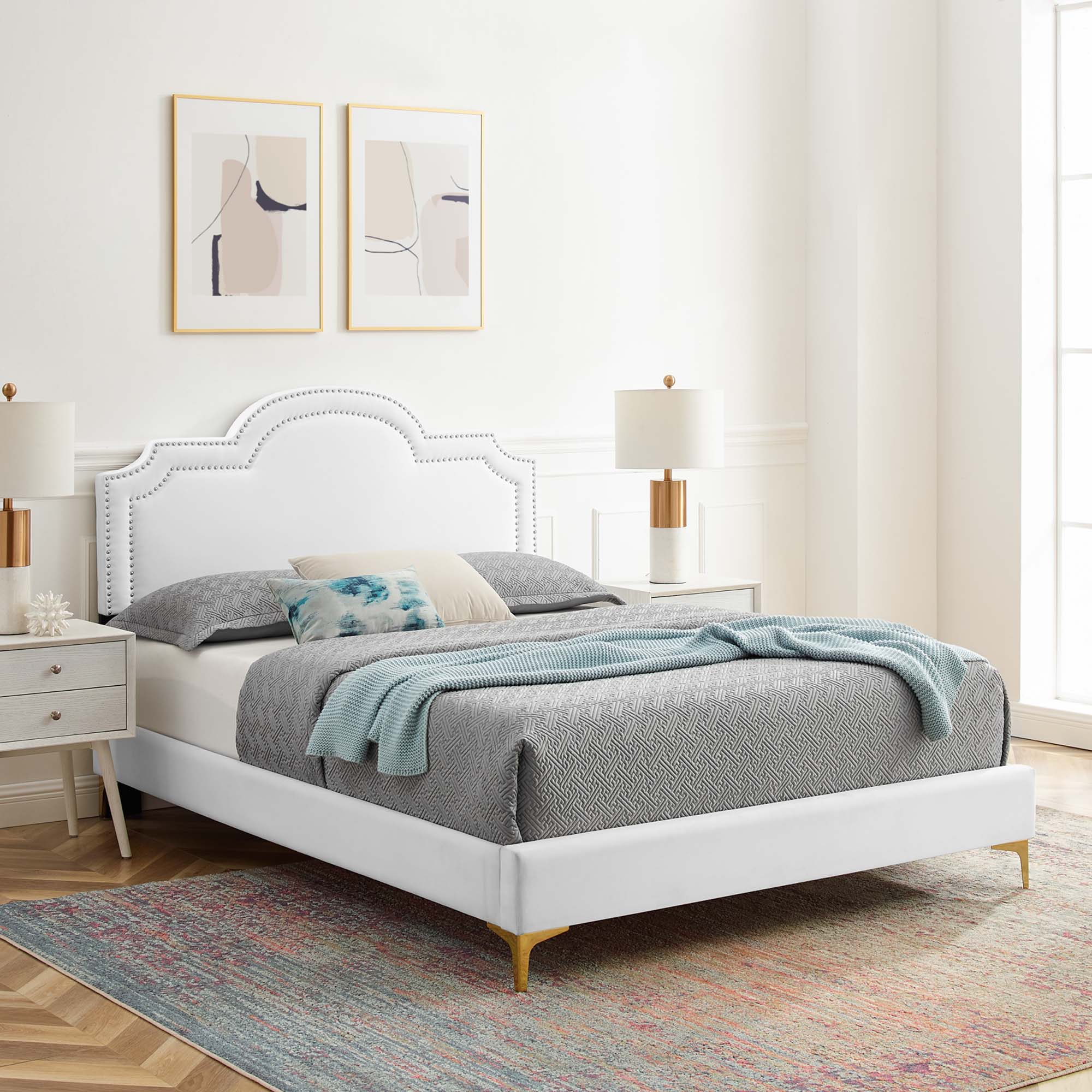 Aviana Performance Velvet Bed With Gold Legs - Image 33