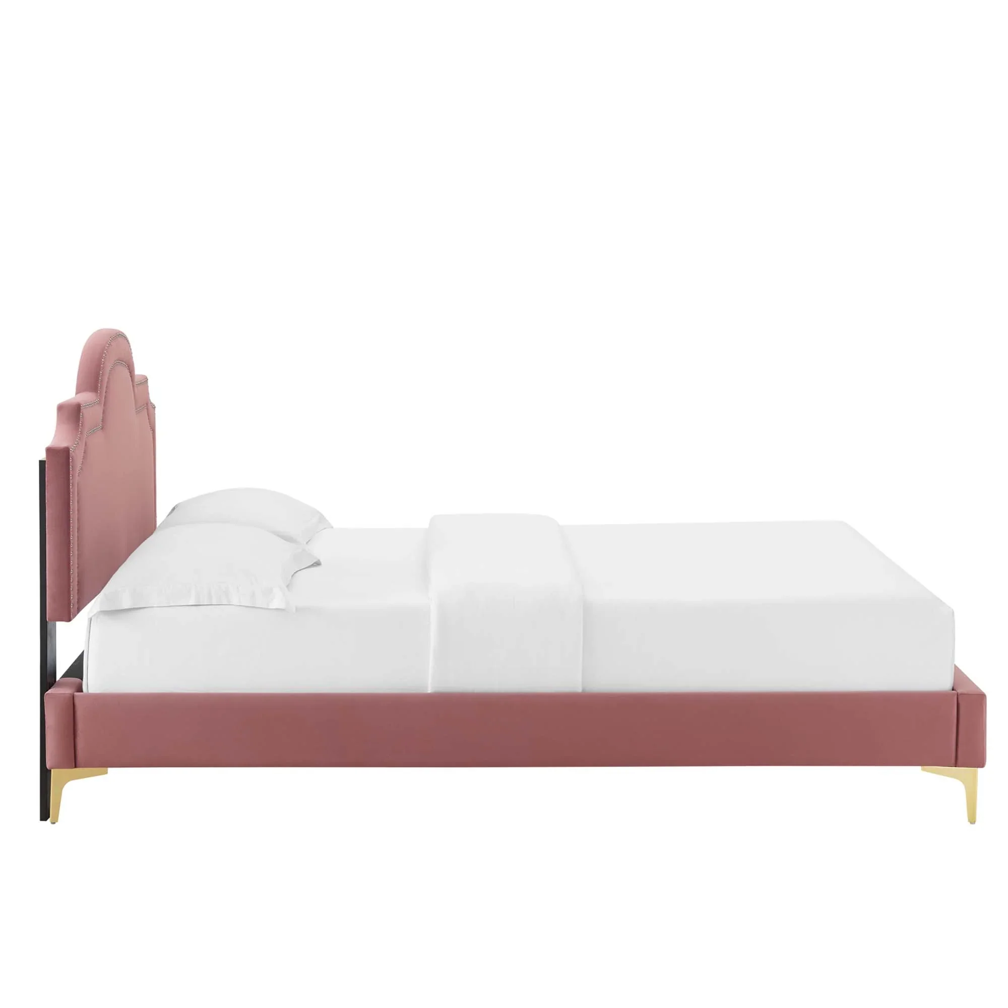 Aviana Performance Velvet Bed With Gold Legs - Image 7