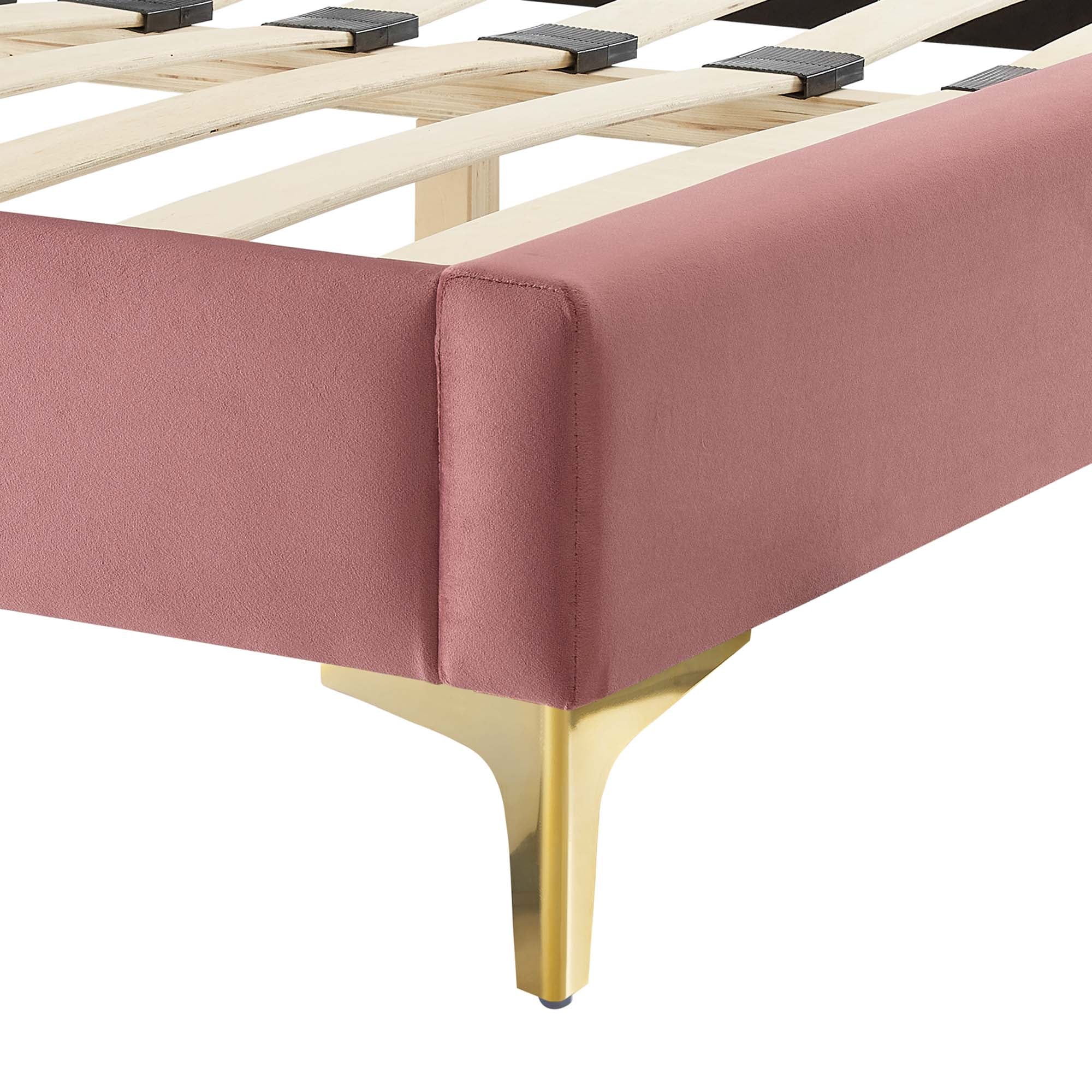 Aviana Performance Velvet Bed With Gold Legs - Image 9