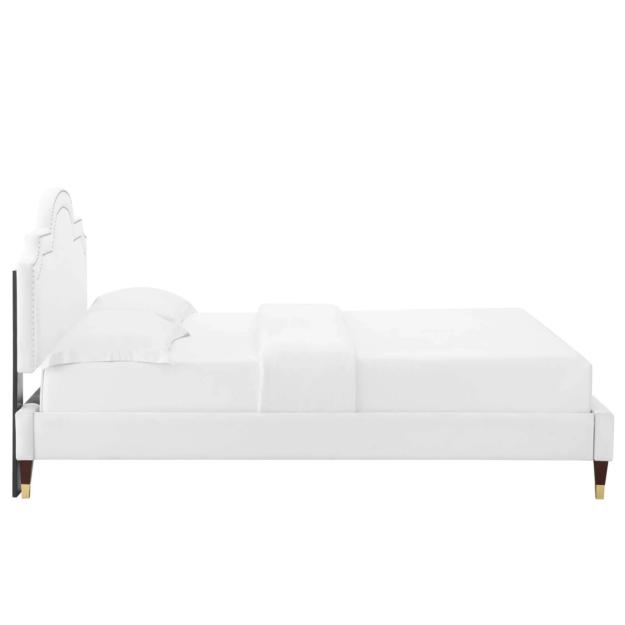 Aviana Performance Velvet Bed With Wood and Gold Legs - Image 14