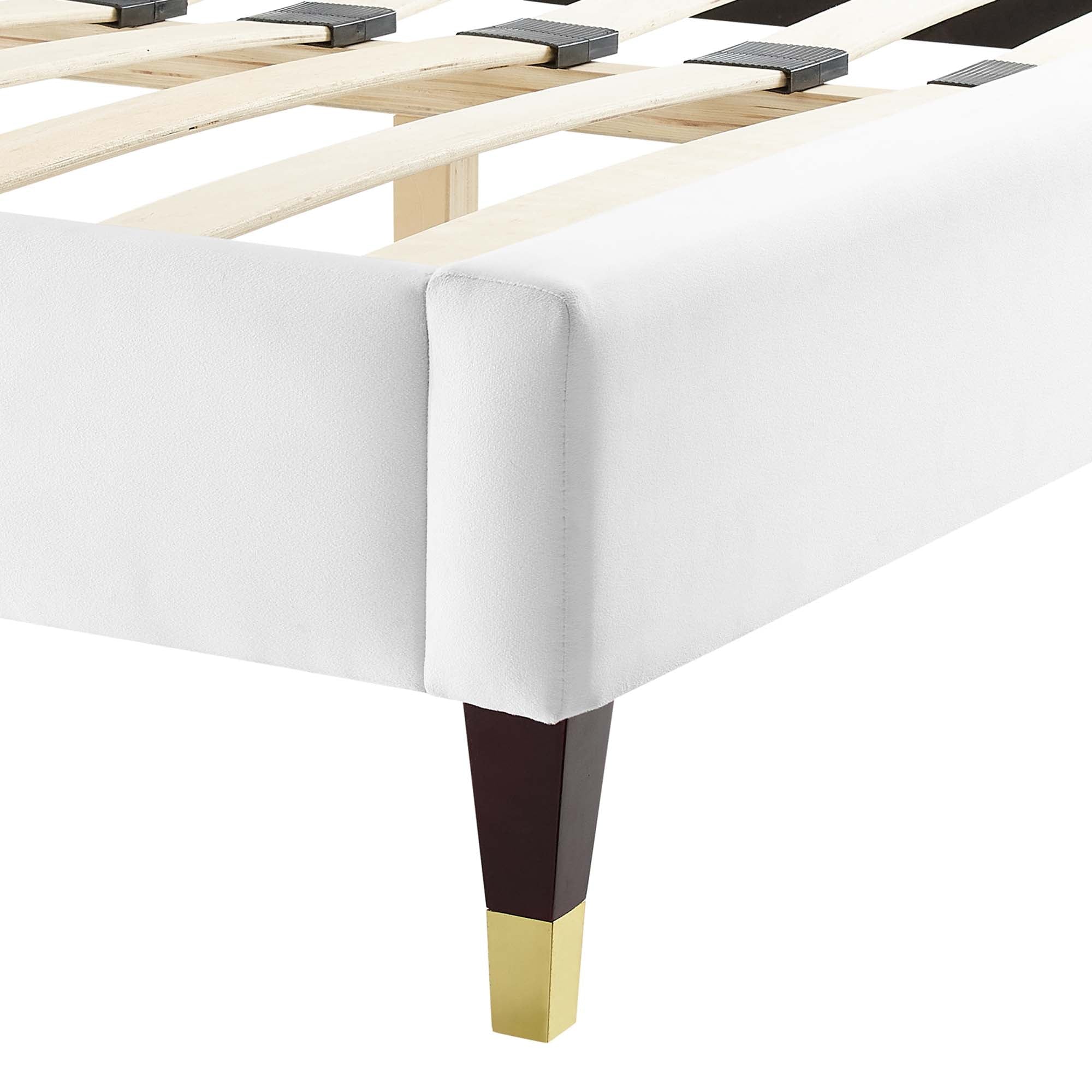 Aviana Performance Velvet Bed With Wood and Gold Legs - Image 16