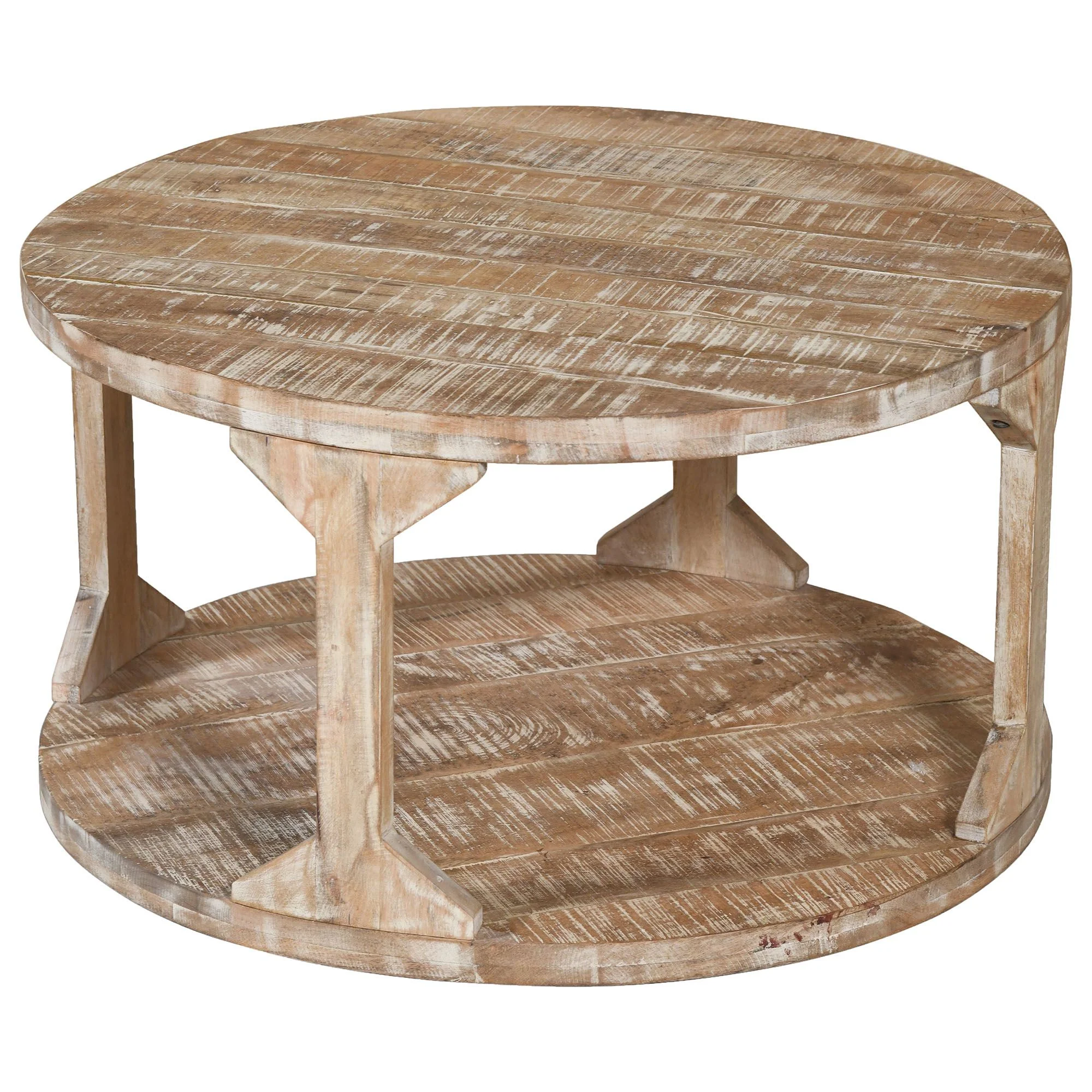 Avni Round Coffee Table in Distressed Natural - Image 4