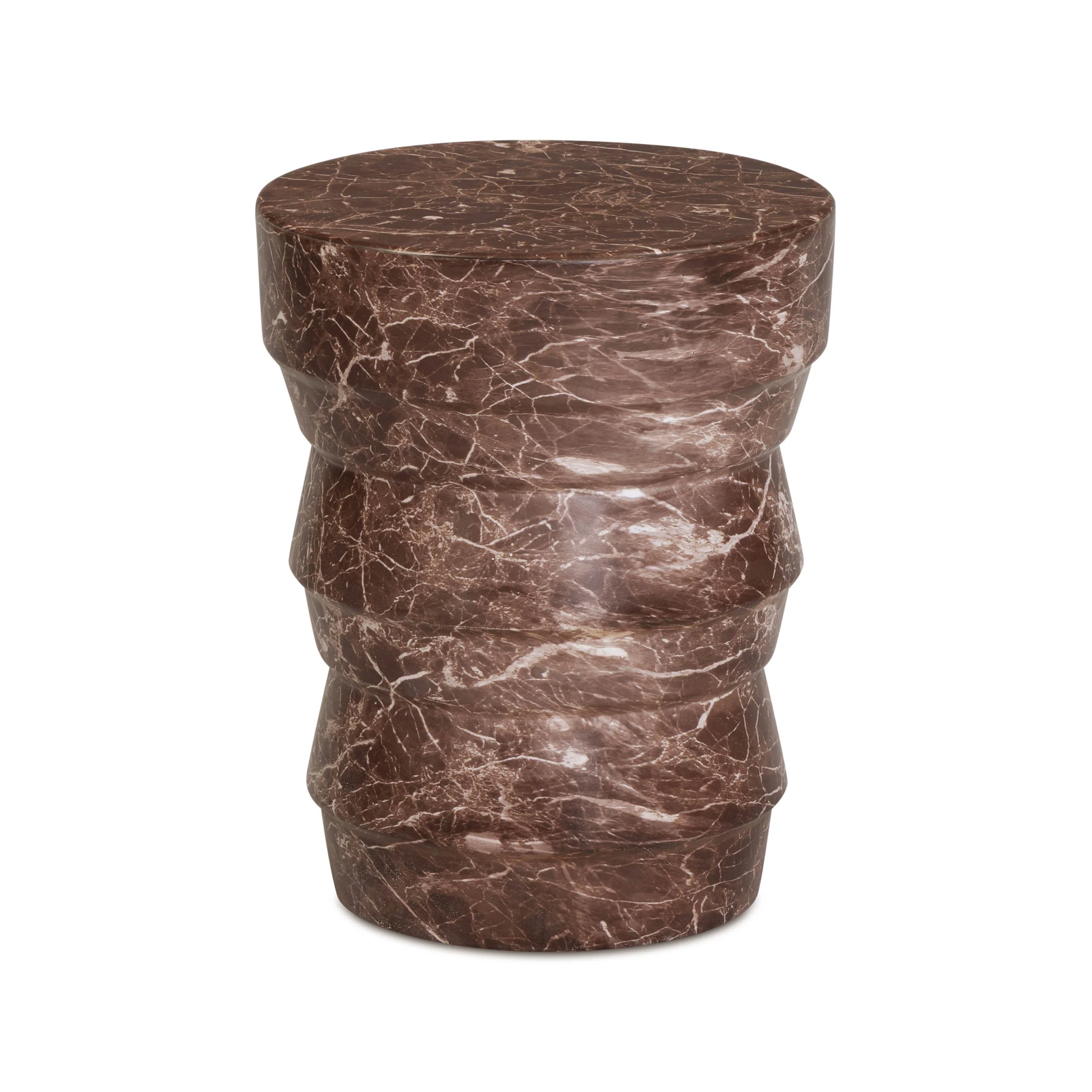 Ayon Faux Red Levanto Marble Indoor/Outdoor Concrete Side Table - Image 4