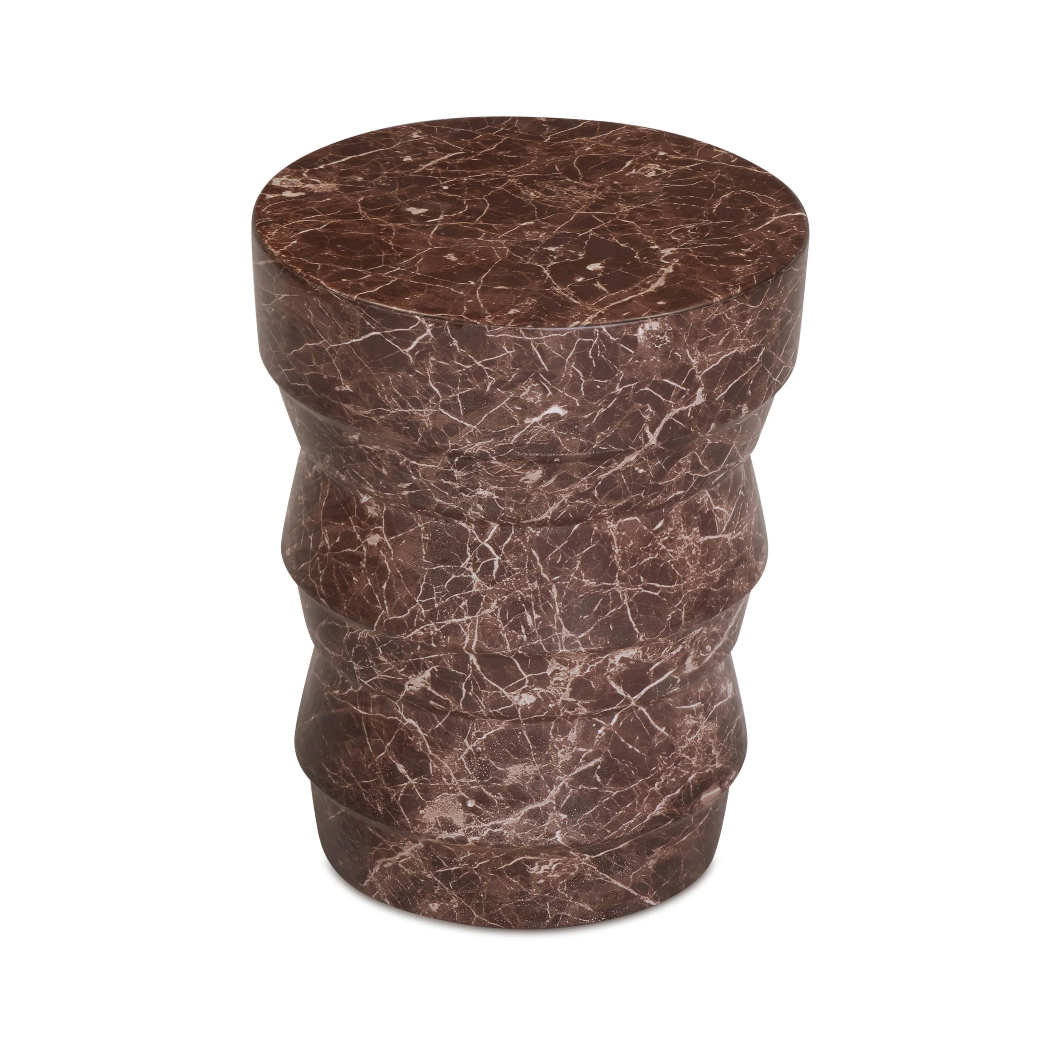 Ayon Faux Red Levanto Marble Indoor/Outdoor Concrete Side Table - Image 5