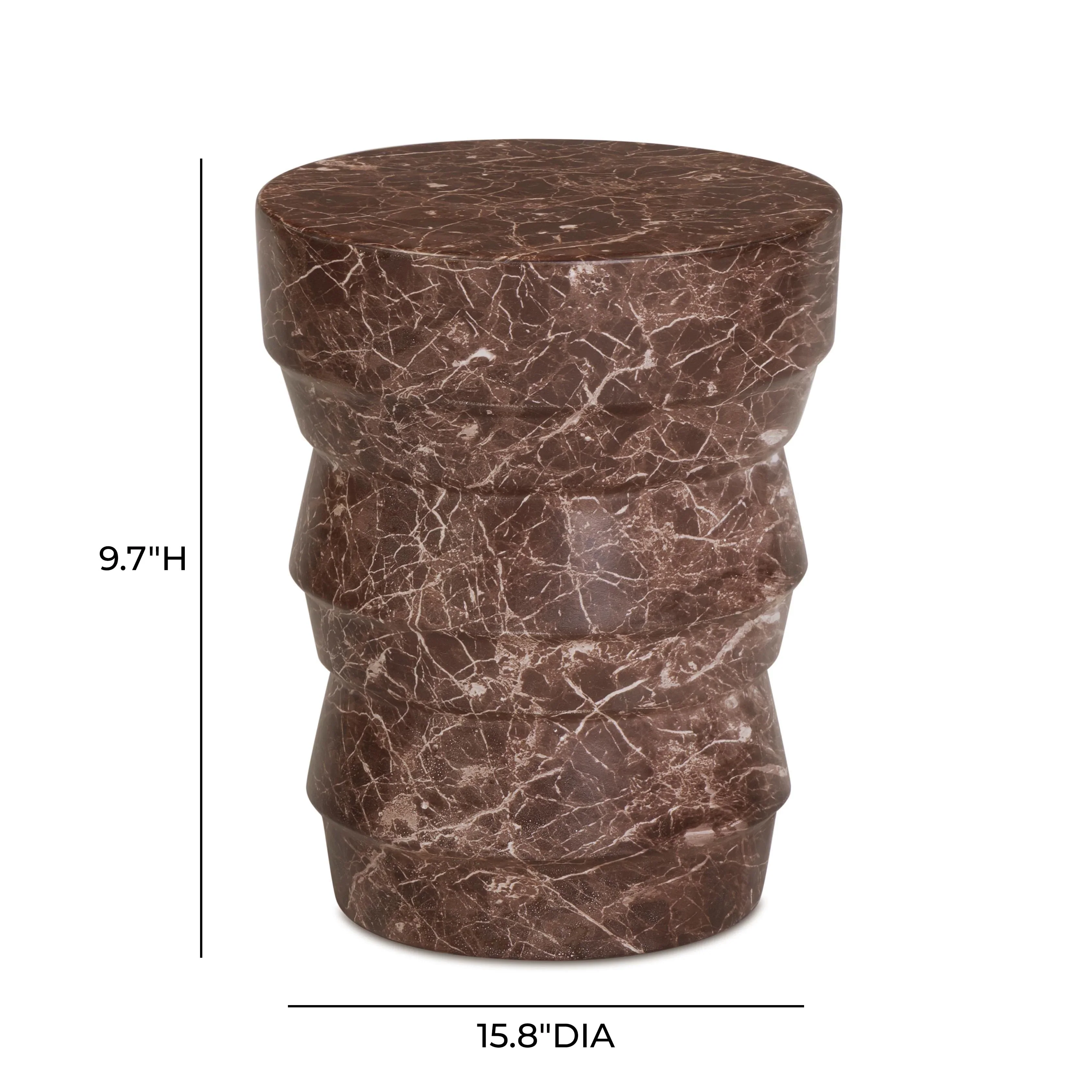 Ayon Faux Red Levanto Marble Indoor/Outdoor Concrete Side Table - Image 8